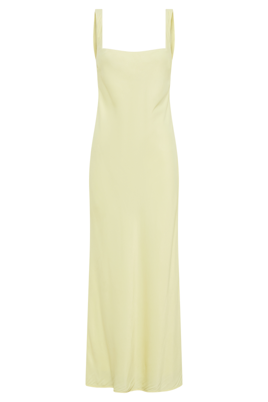 Ensley Satin Maxi Dress - Light Yellow