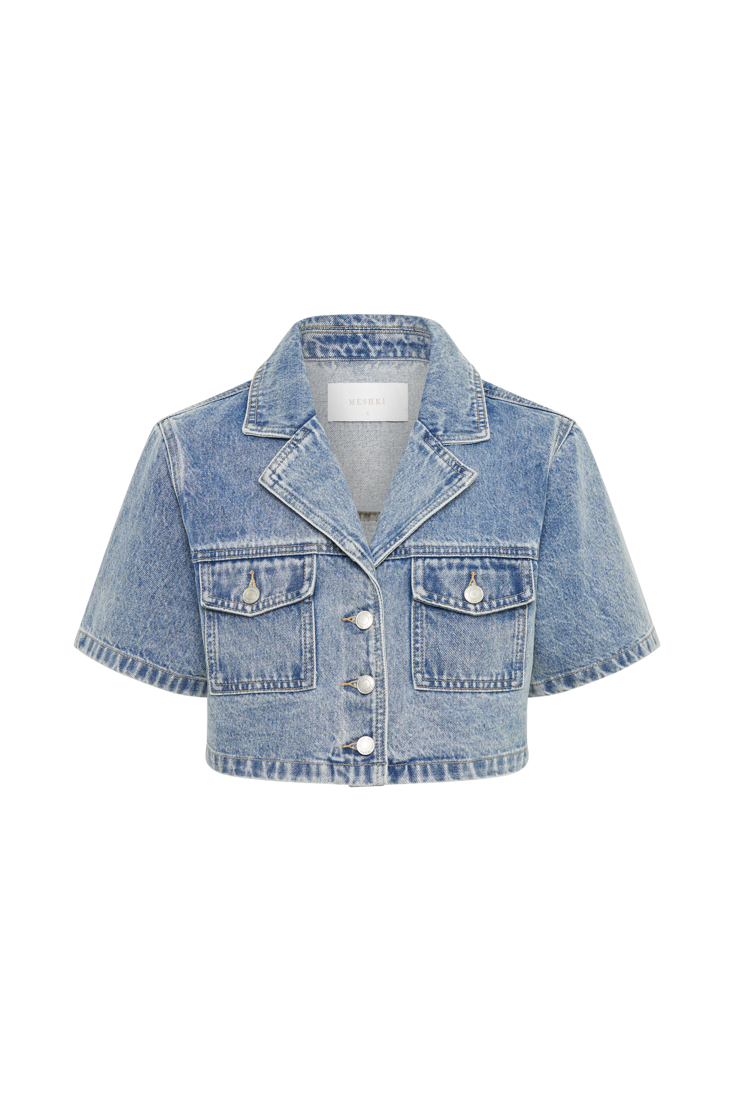 Annabelle Denim Crop Shirt - Vintage Blue