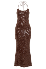 Brianna Sequin Maxi Dress - Dark Chocolate