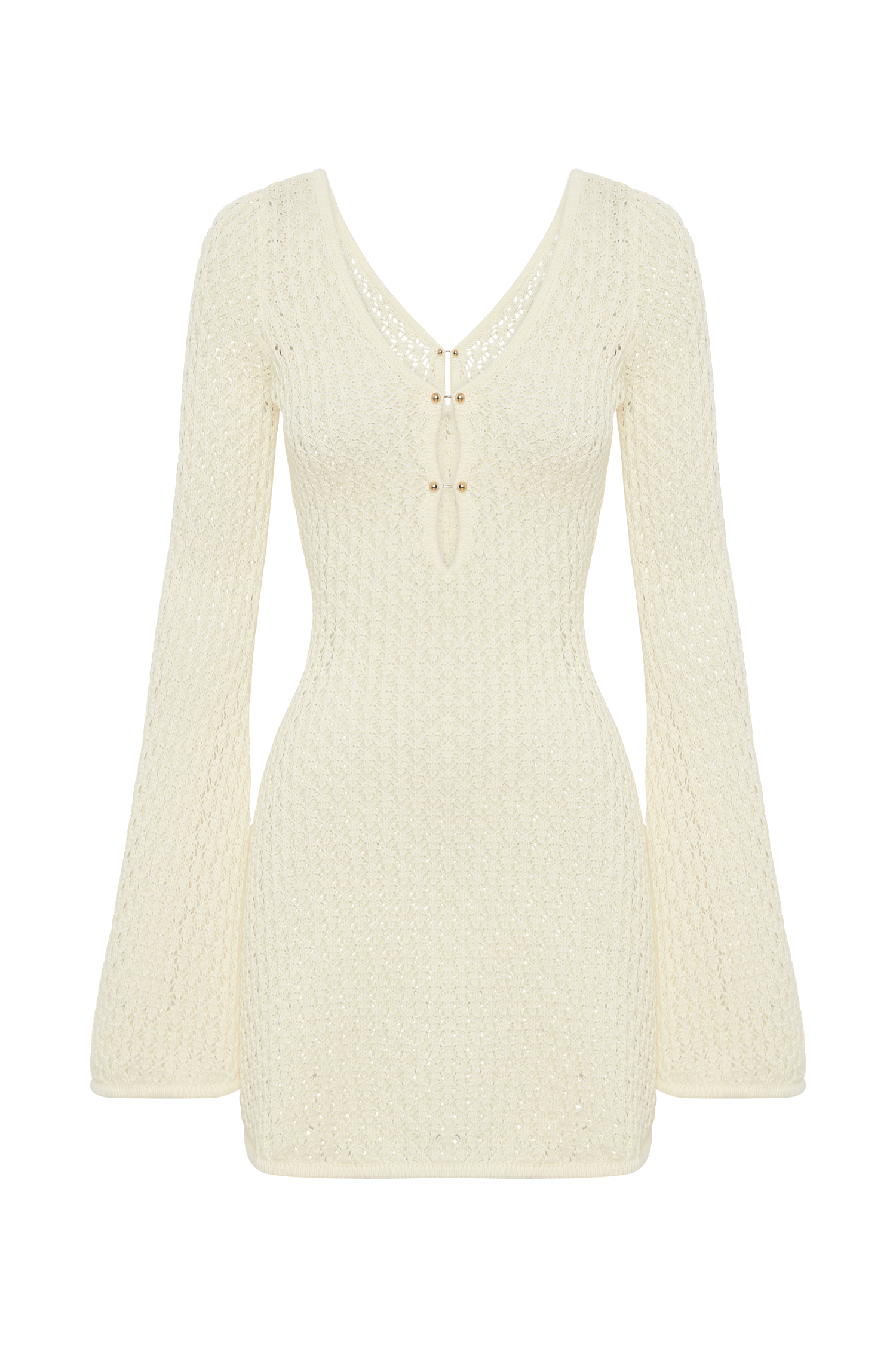 Kayleigh Crochet Knit Mini Dress - White #12