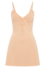 Ellis Pointelle Knit Mini Dress - Apricot