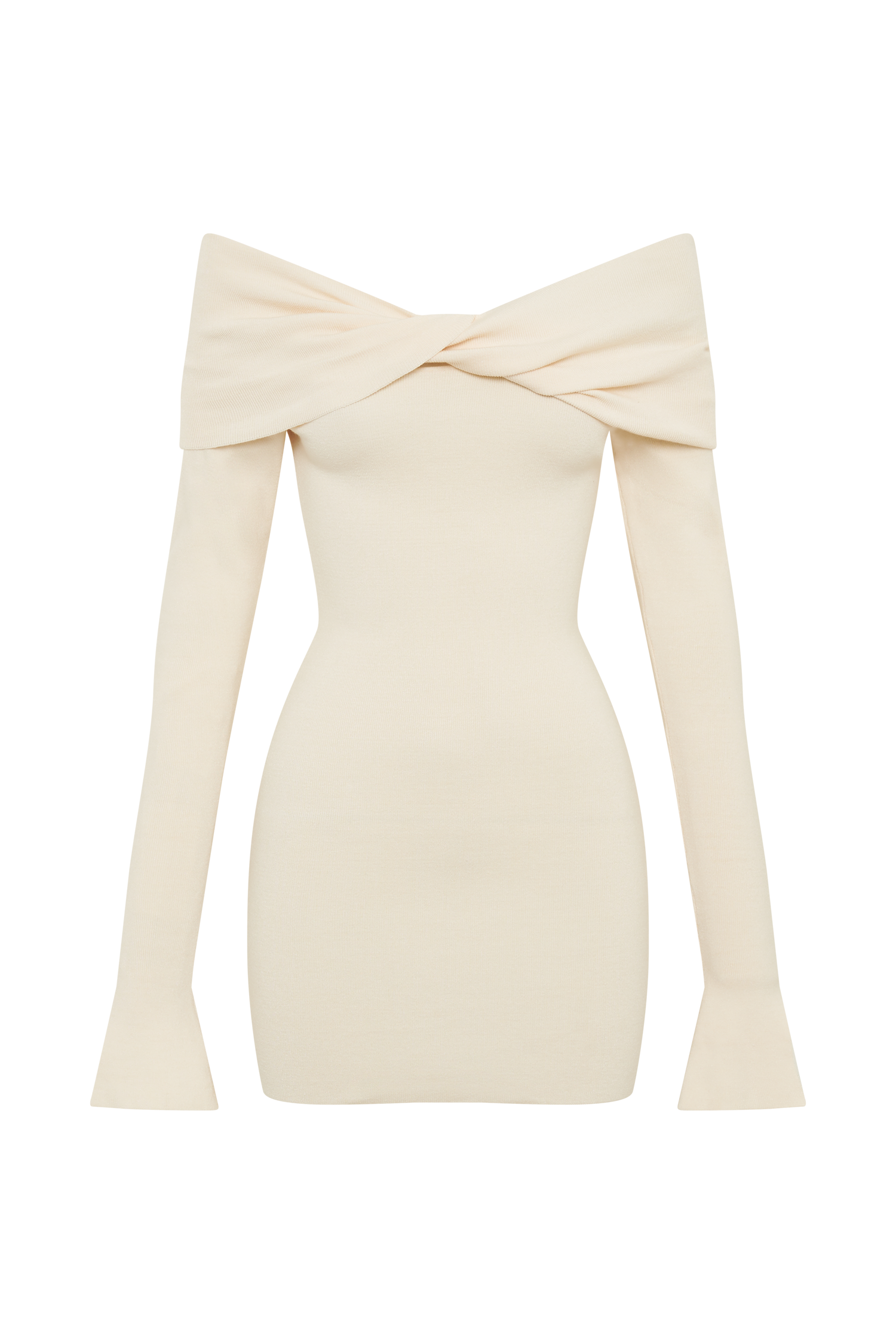 Clover Off Shoulder Knit Mini Dress - Cream #9