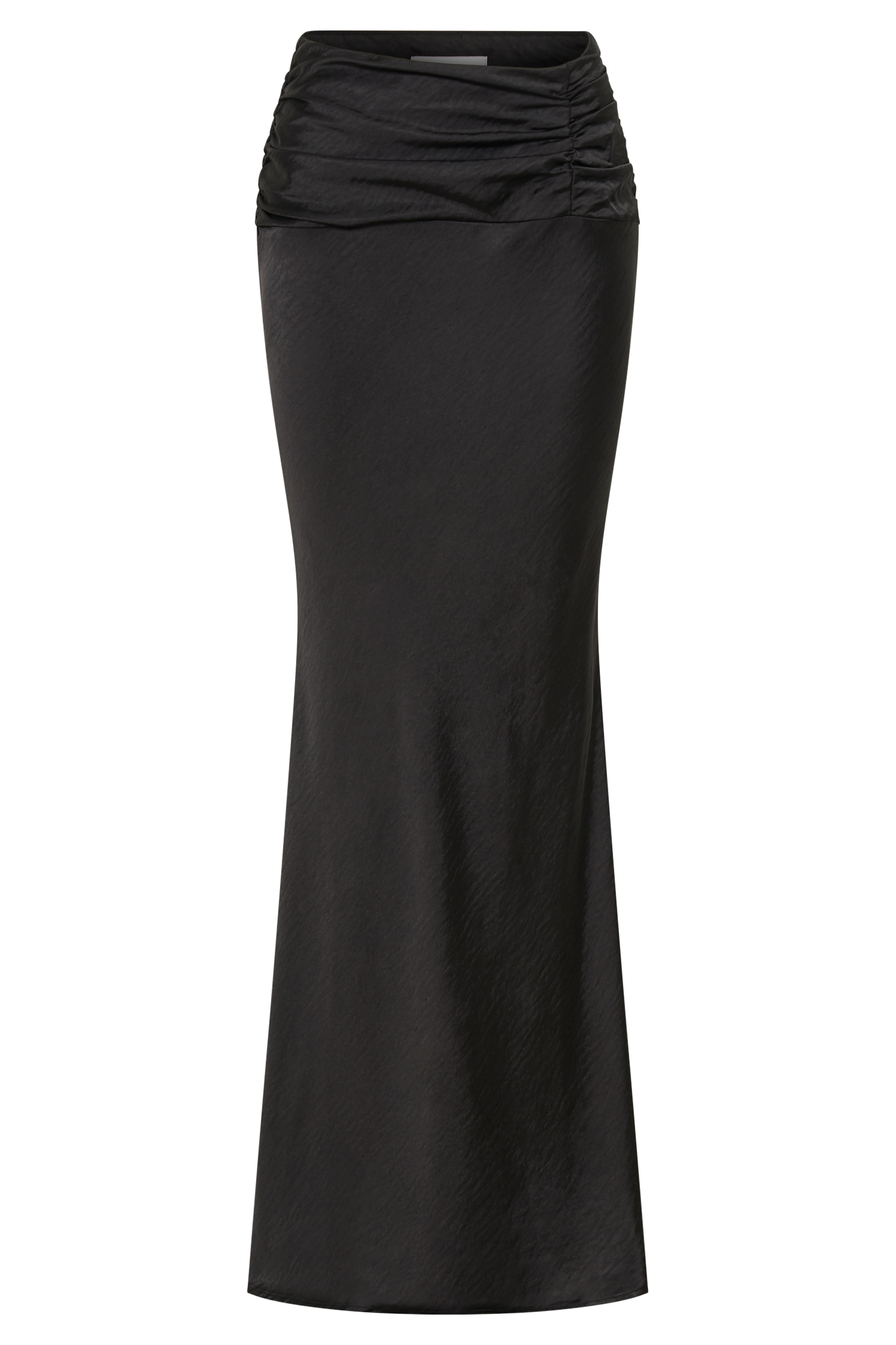 Khalani Ruched Satin Maxi Skirt - Black