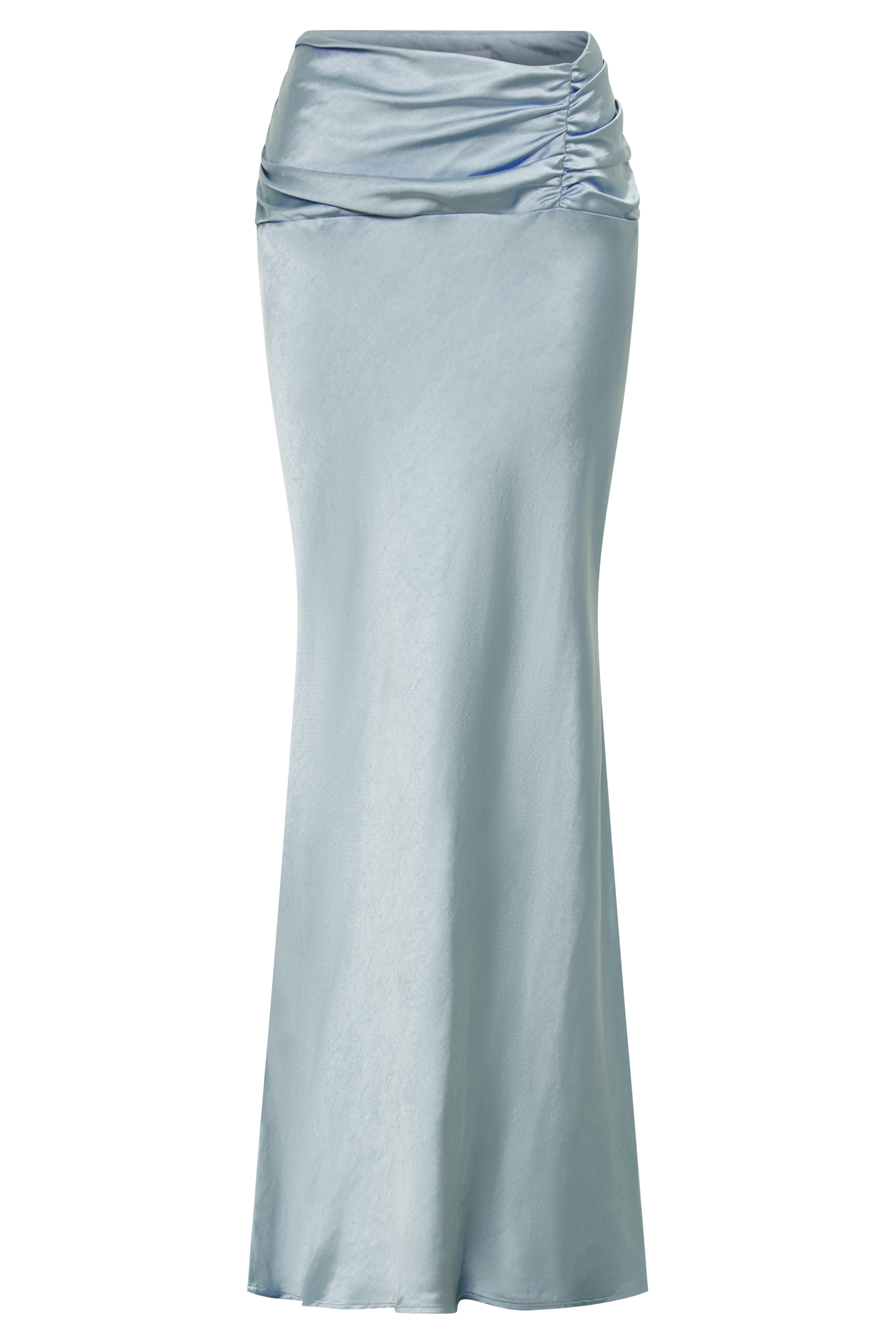 Khalani Ruched Satin Maxi Skirt - Ice Blue #9