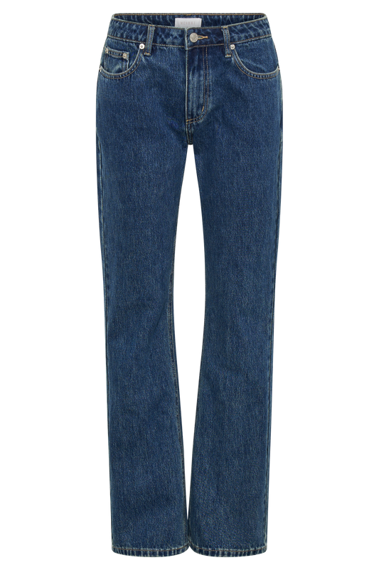 Stephy Low Rise Straight Leg Denim Jean - Dark Blue