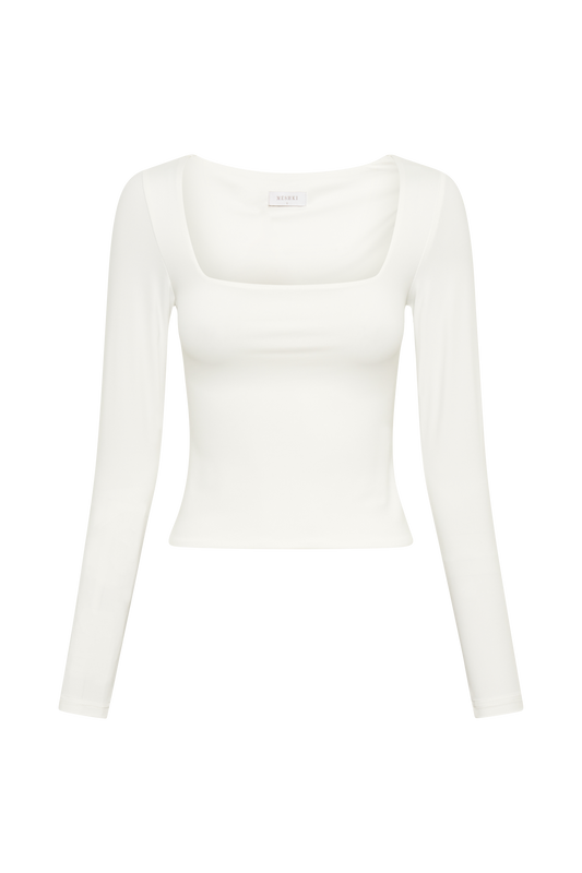 Bridget Recycled Nylon Long Sleeve Top - White