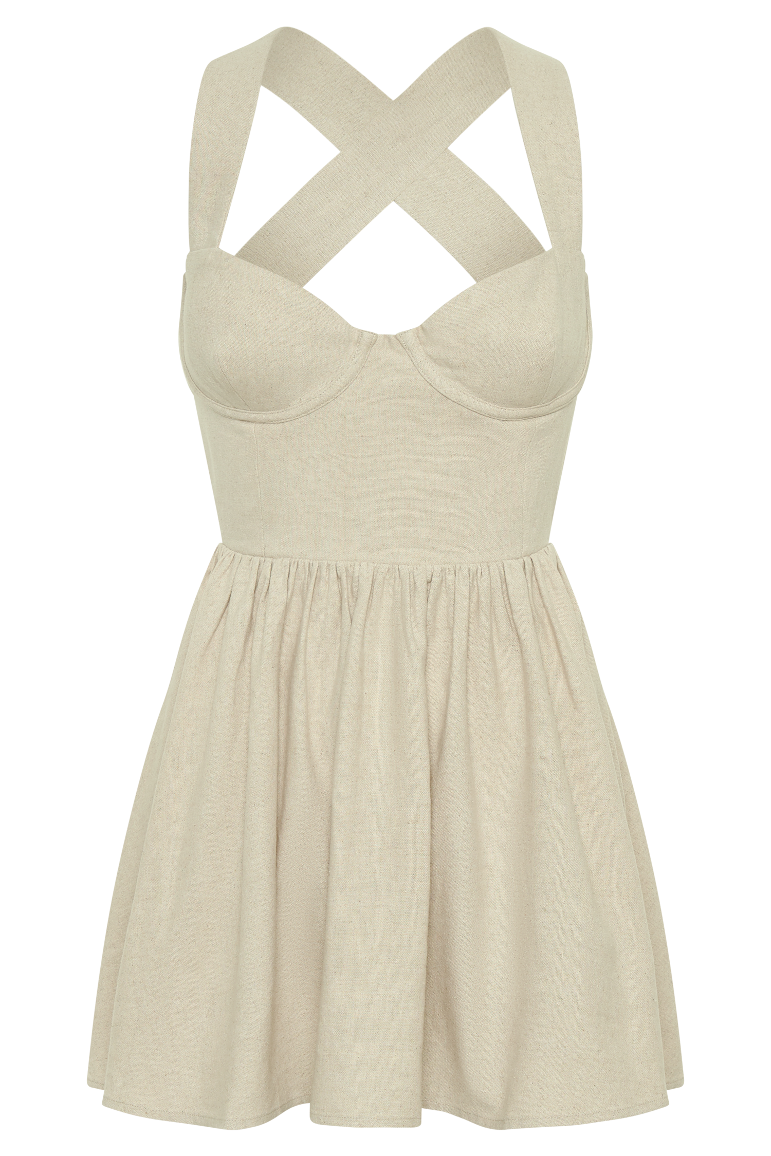 Loz Tie Back Linen Mini Dress - Natural #11