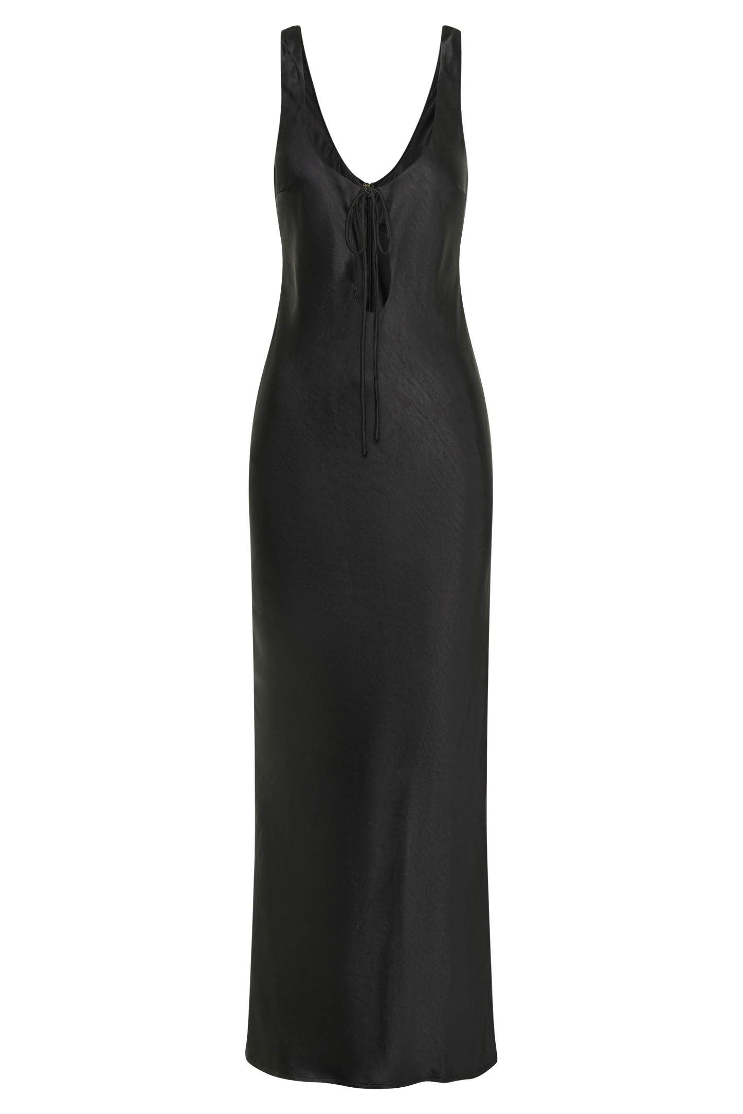 Aubrie Keyhole Satin Maxi Dress - Black