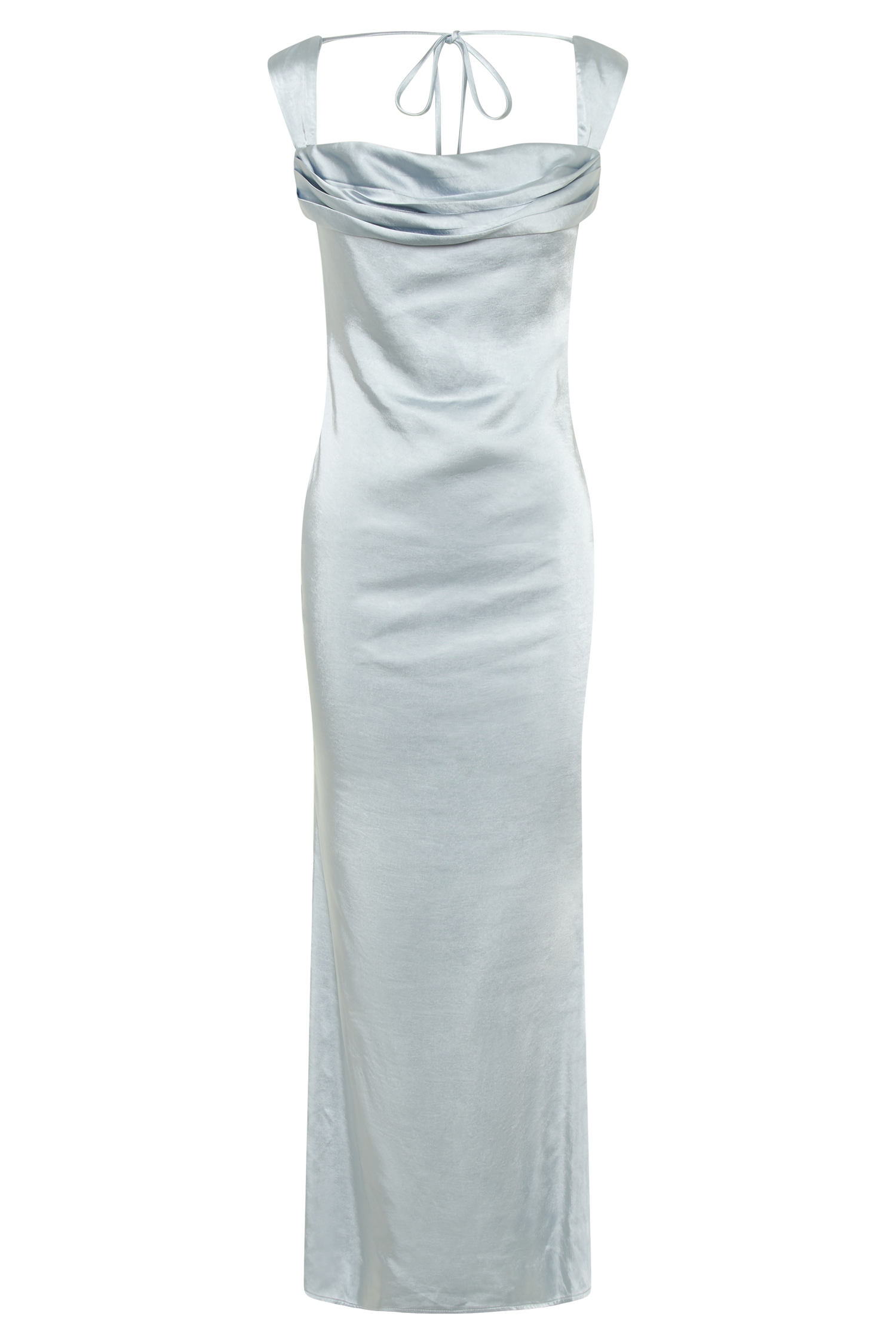 Lacey Backless Satin Maxi Dress - Ice Blue #8