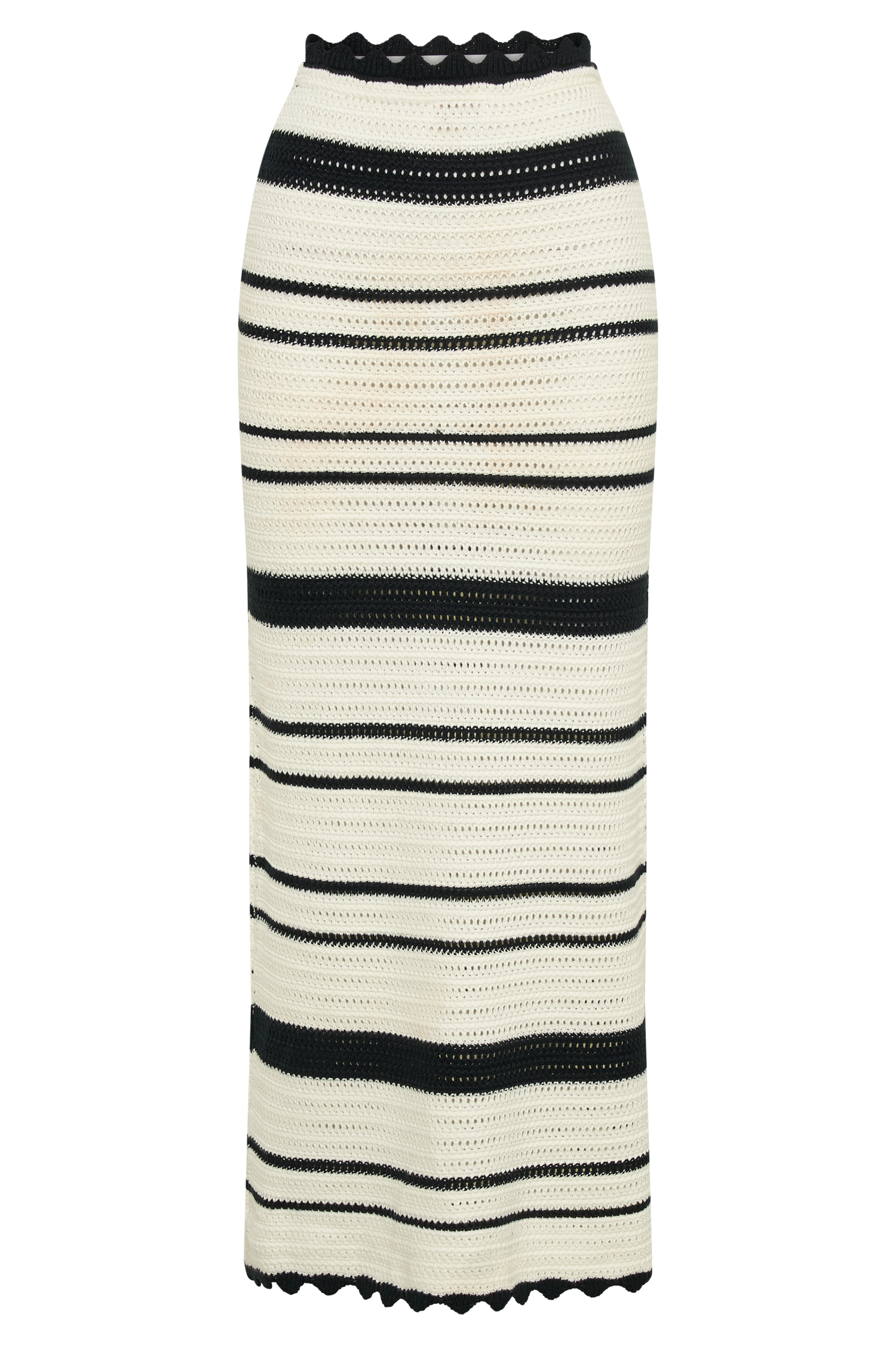 Jadia Contrast Crochet Fishtail Maxi Skirt - Black/White #11