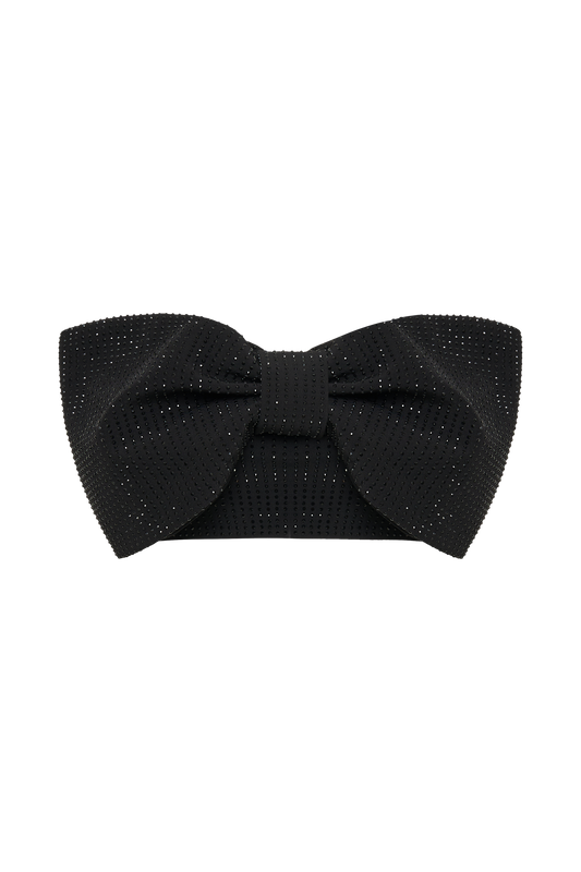 Katie Diamante Bow Crop Top - Black