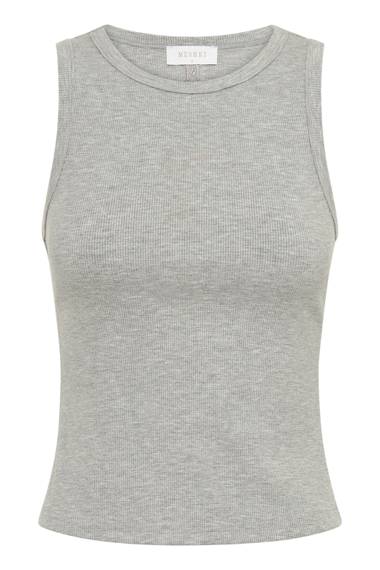 Zanna Ribbed Tank Top - Grey Marle