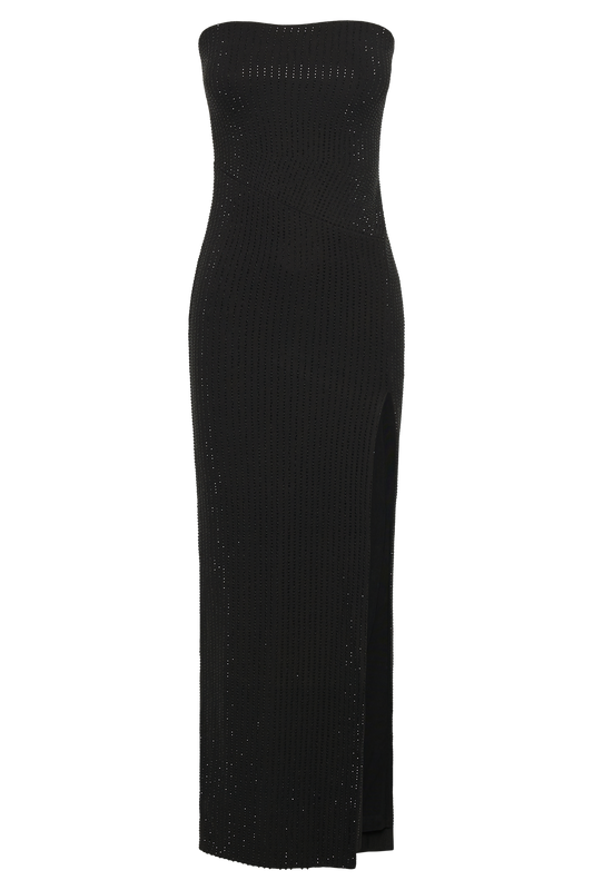 Jenny Strapless Diamante Midi Dress - Black