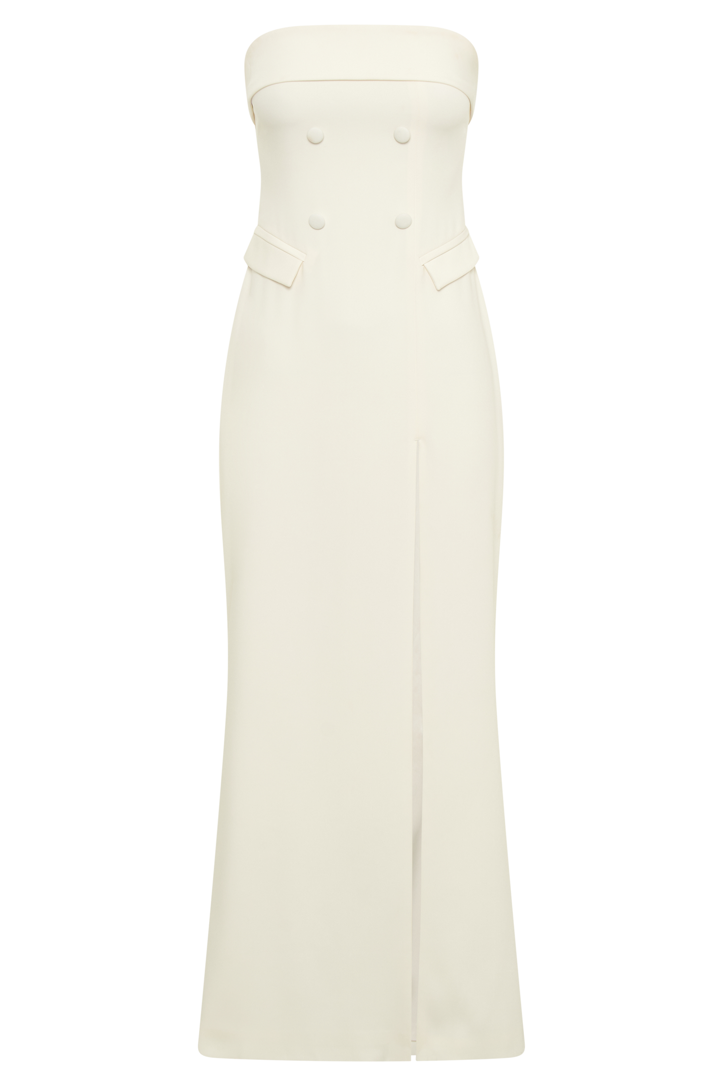 Abbie Strapless Suiting Maxi Dress - Ivory