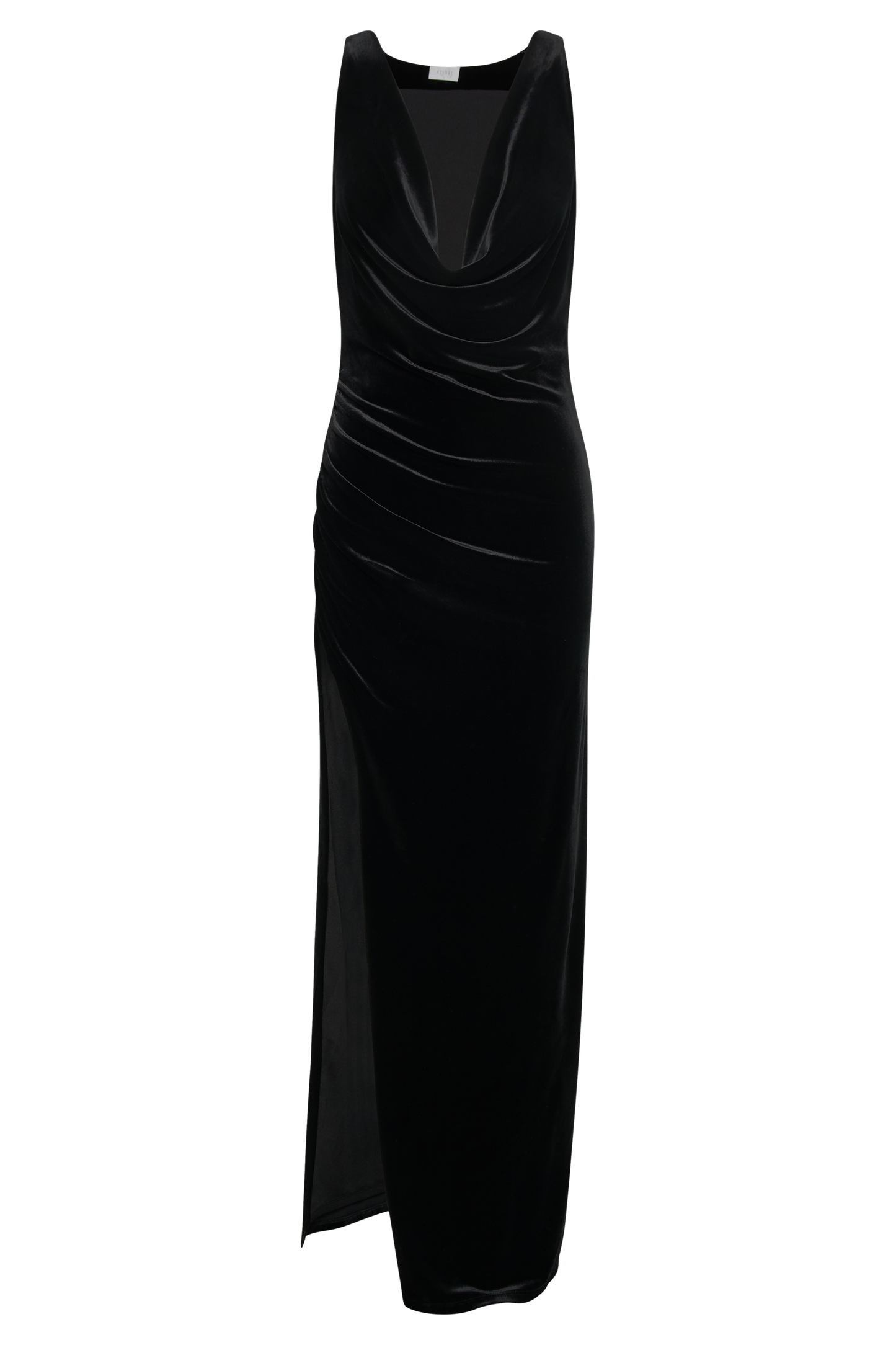 Padma Velvet Maxi Dress With Split - Black