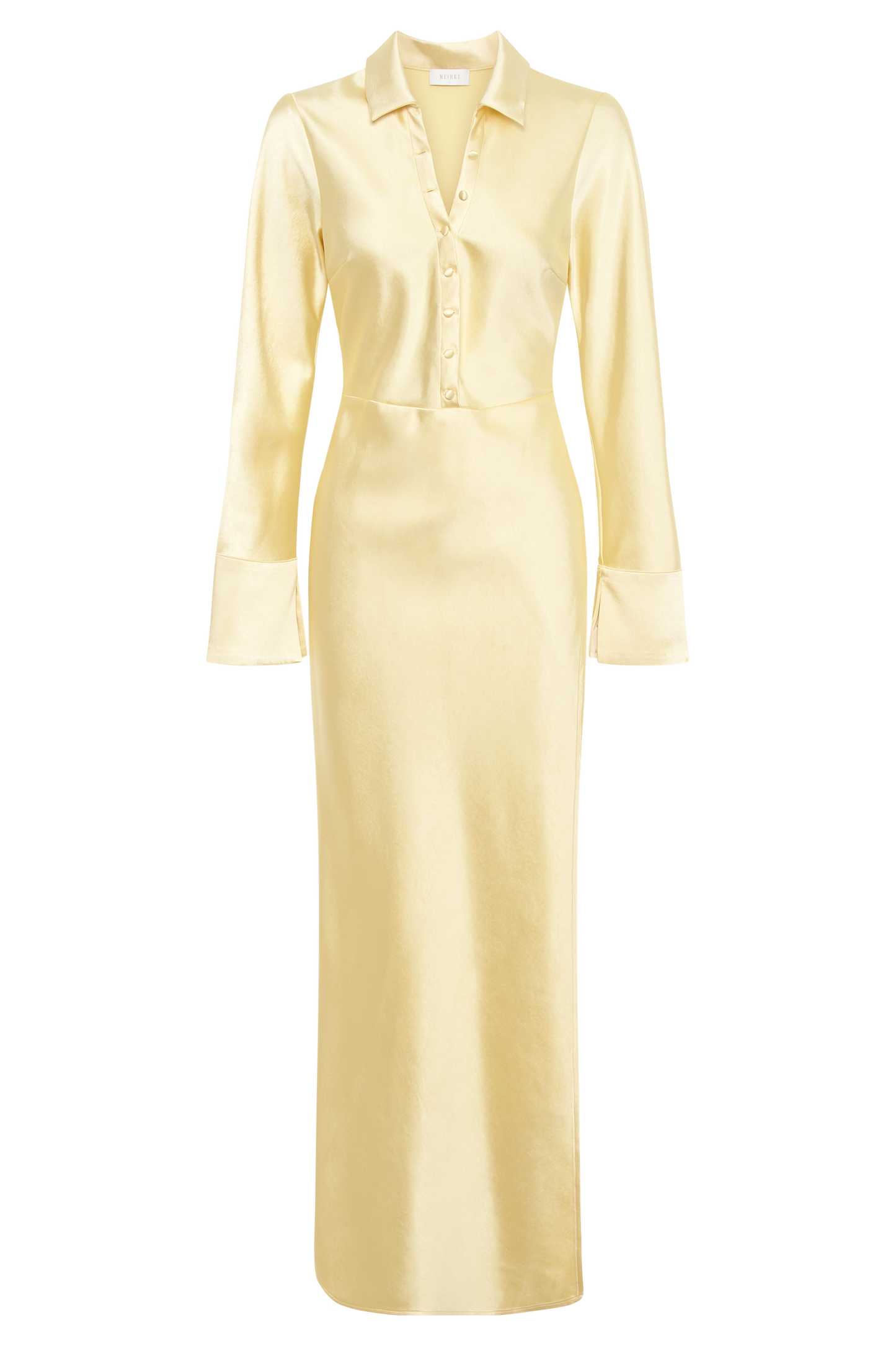 Whitley Satin Collared Maxi Dress - Butter