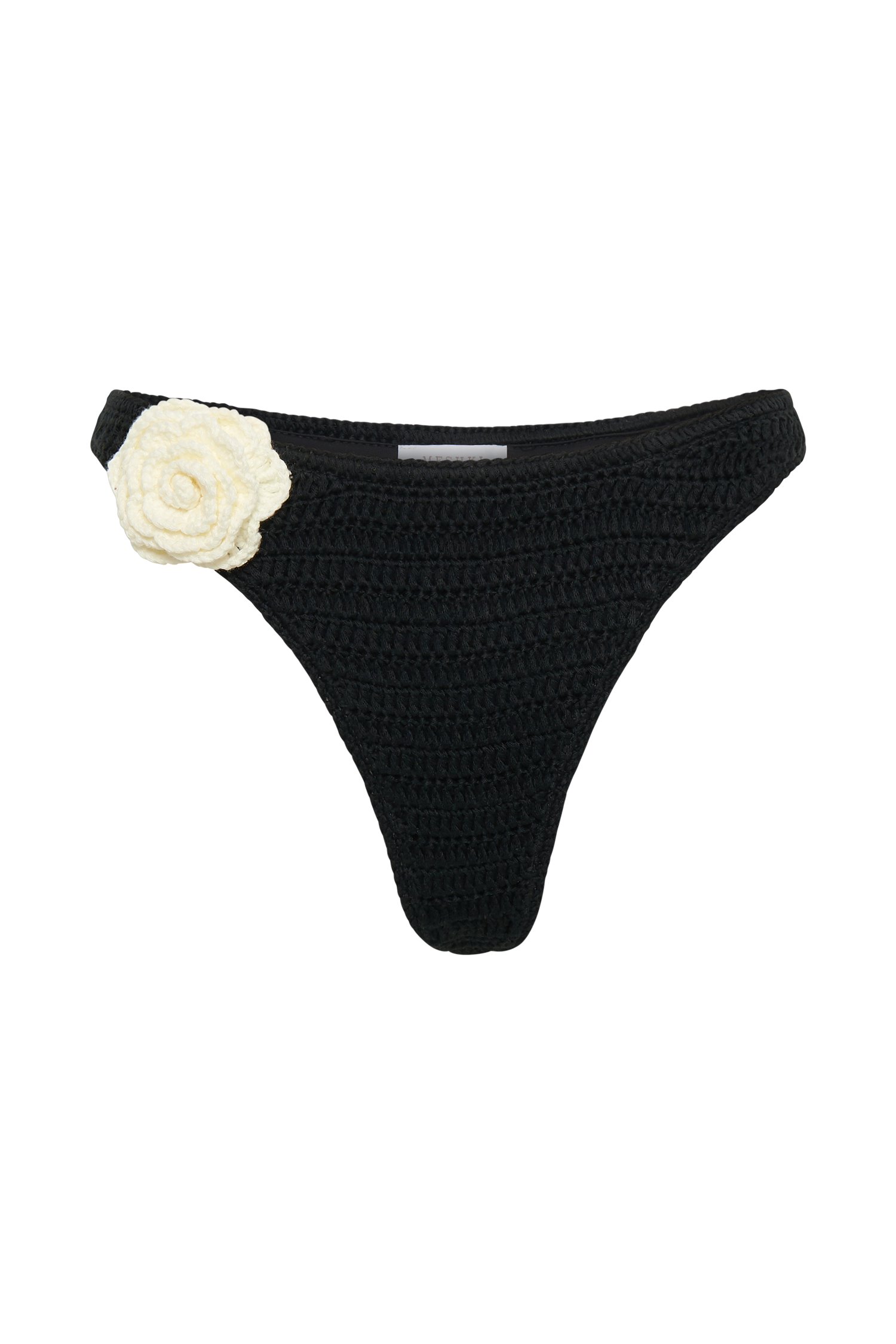 Valencia Rose Contrast Crochet Bikini Bottom - Black #9