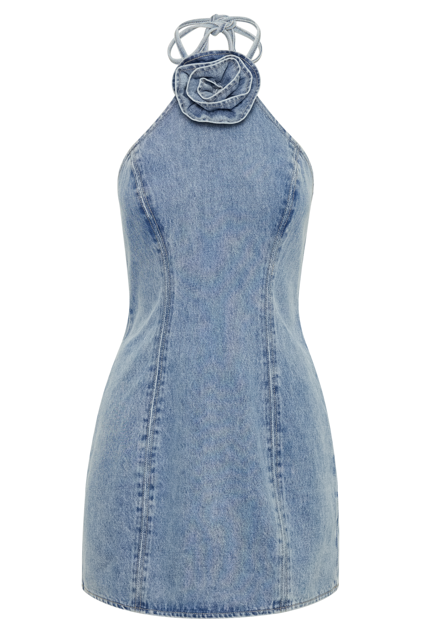 Carrie Rose Denim Mini Dress - Mid Blue