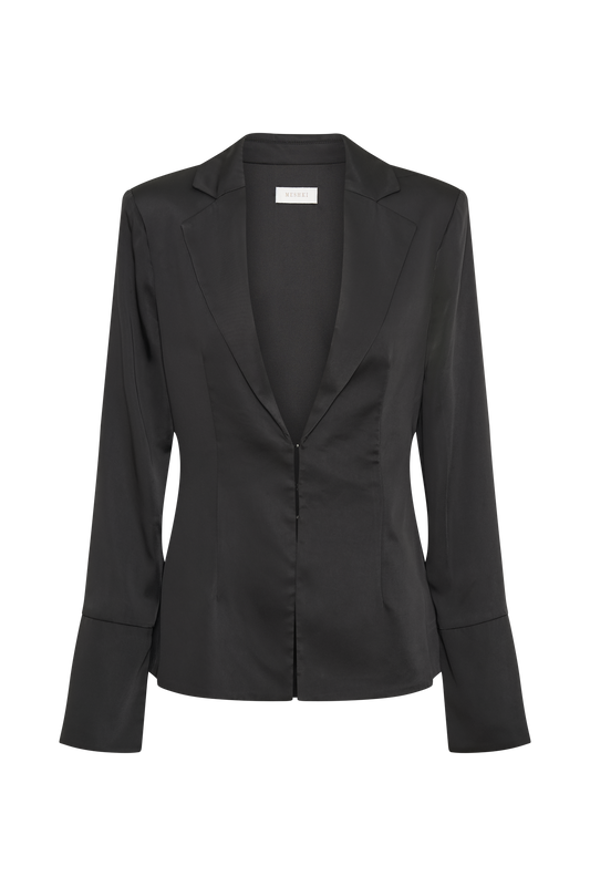 Hartley Satin Collared Shirt - Black