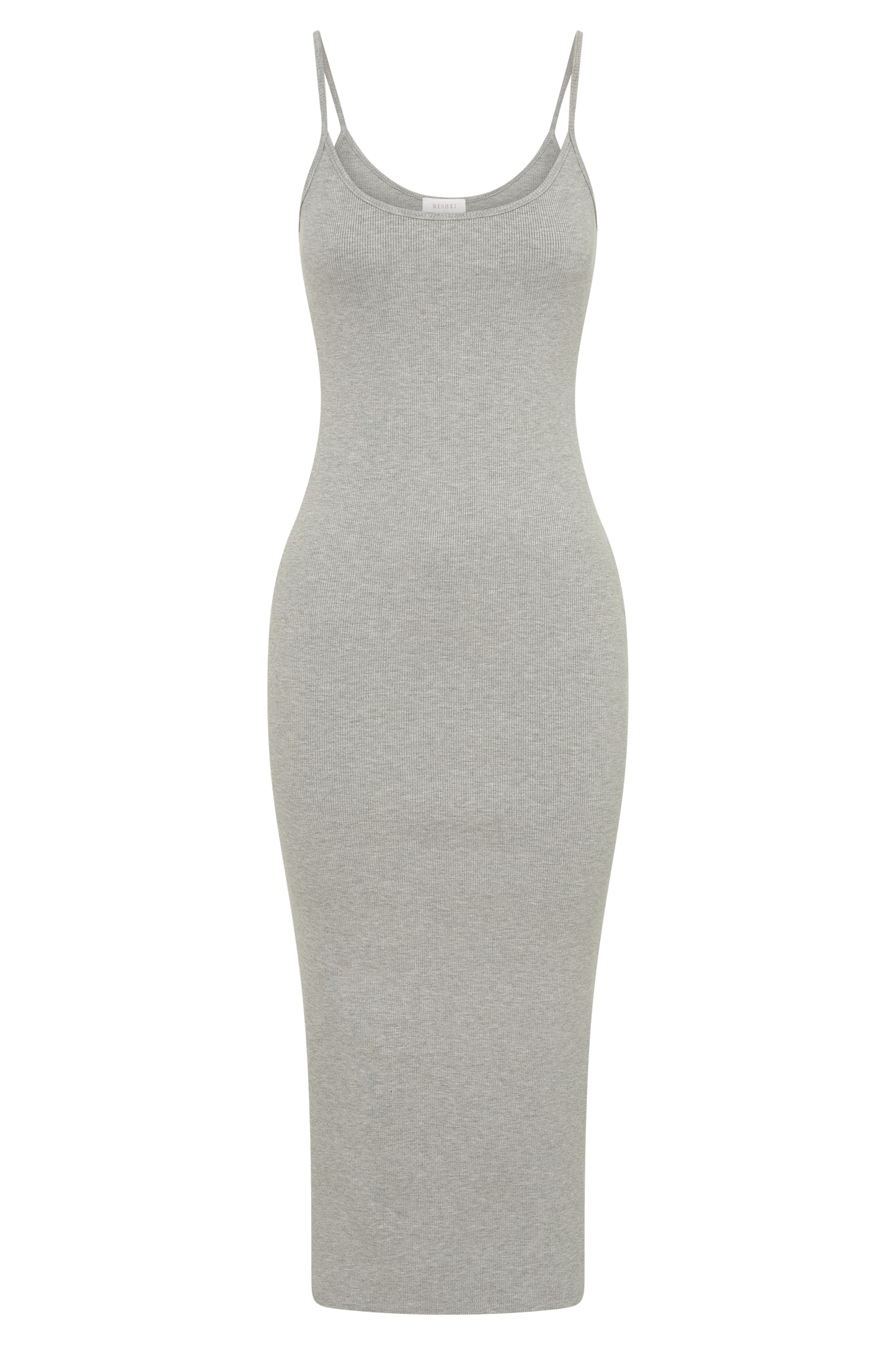 Alexis Ribbed Cami Midi Dress - Grey Marle