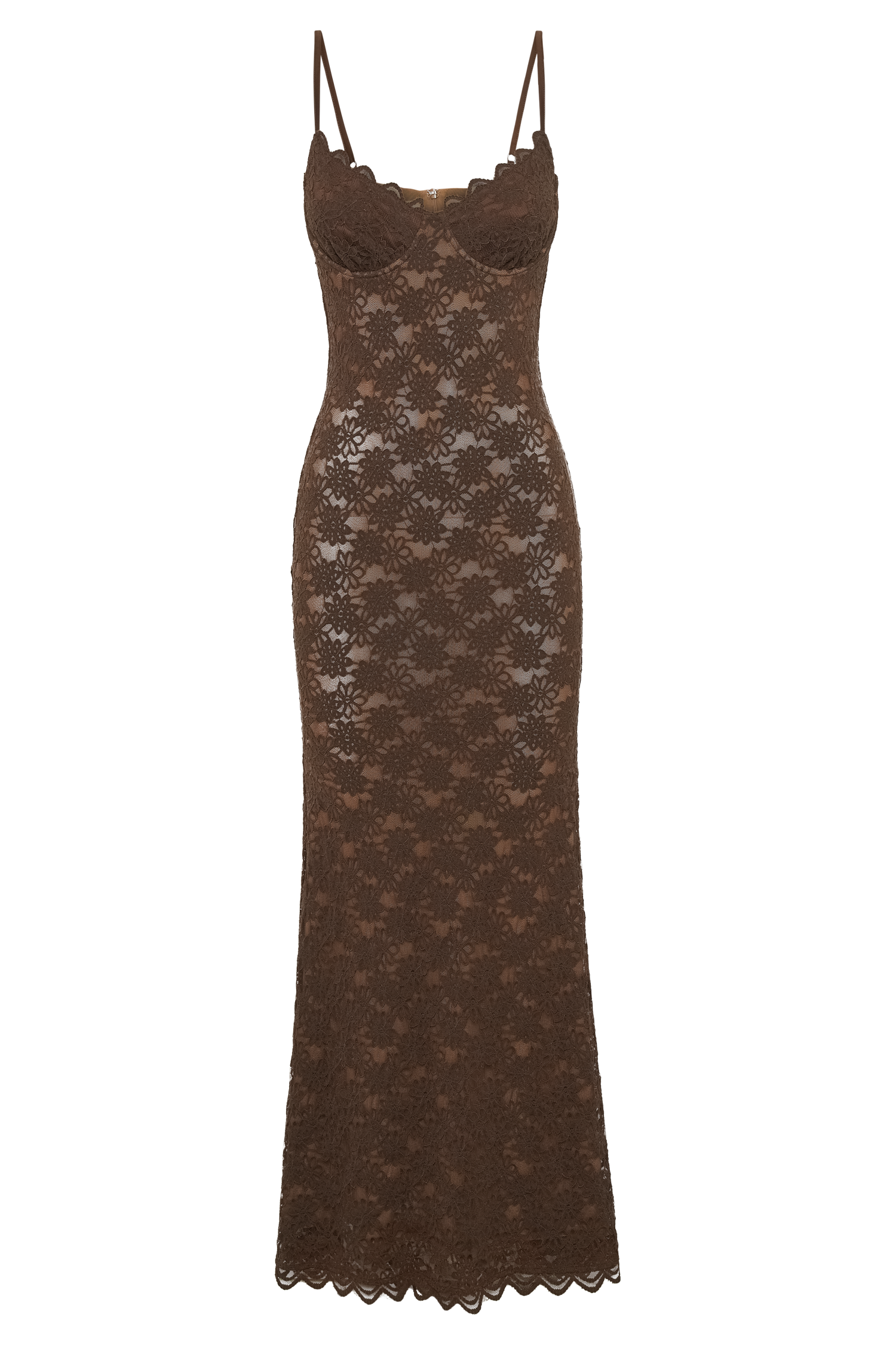Joelle Lace Cupped Maxi Dress - Chocolate #12