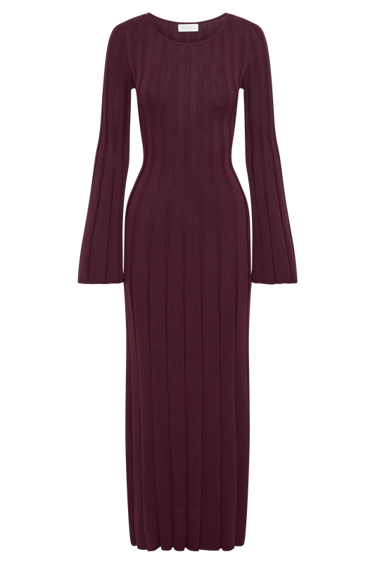 Mabel Long Sleeve Knit Maxi Dress - Plum