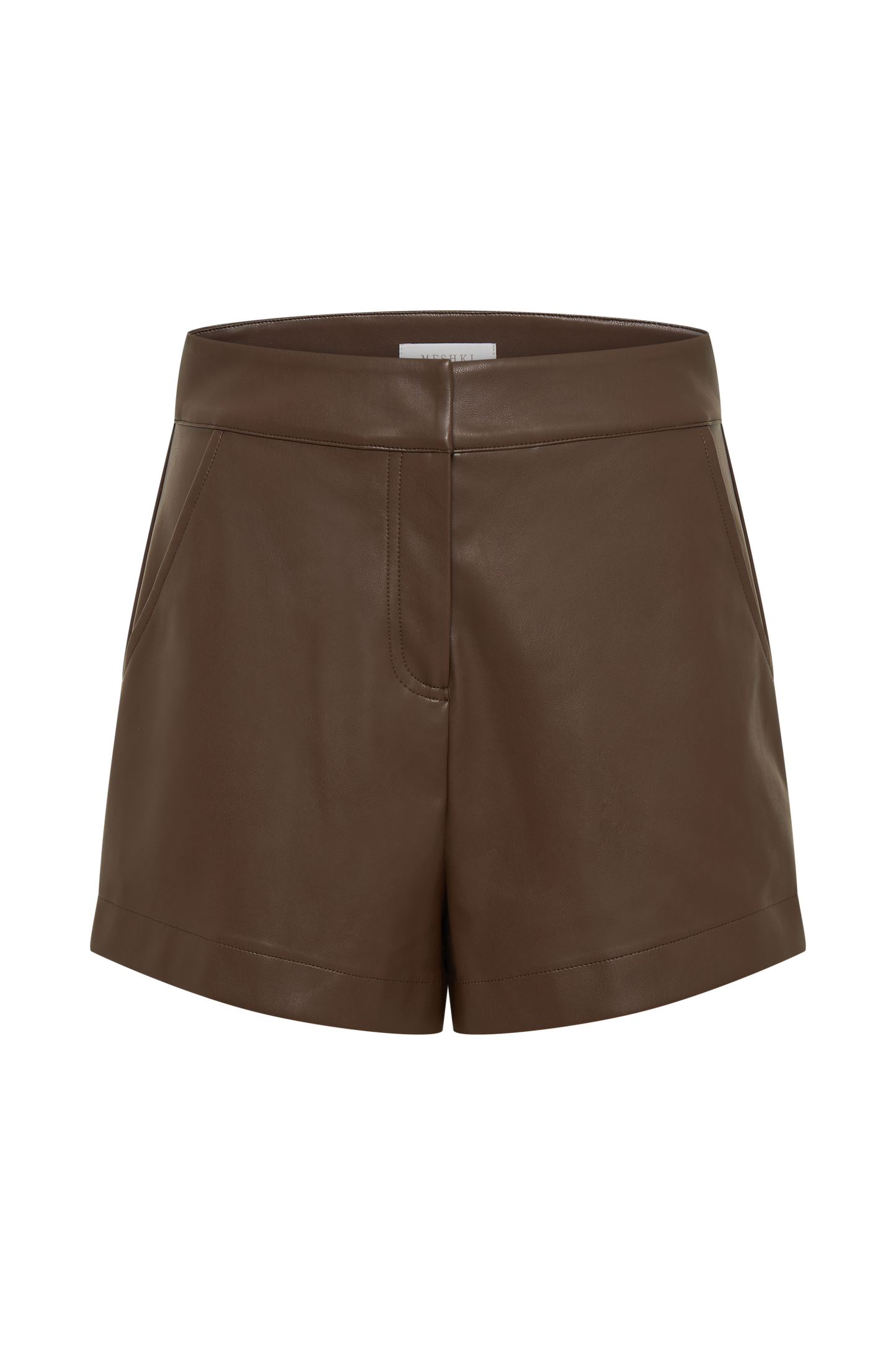 Ingrid Faux Leather Shorts - Dark Brown