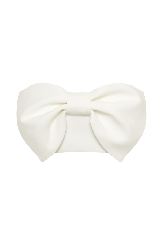 Katie Bow Crop Top - White