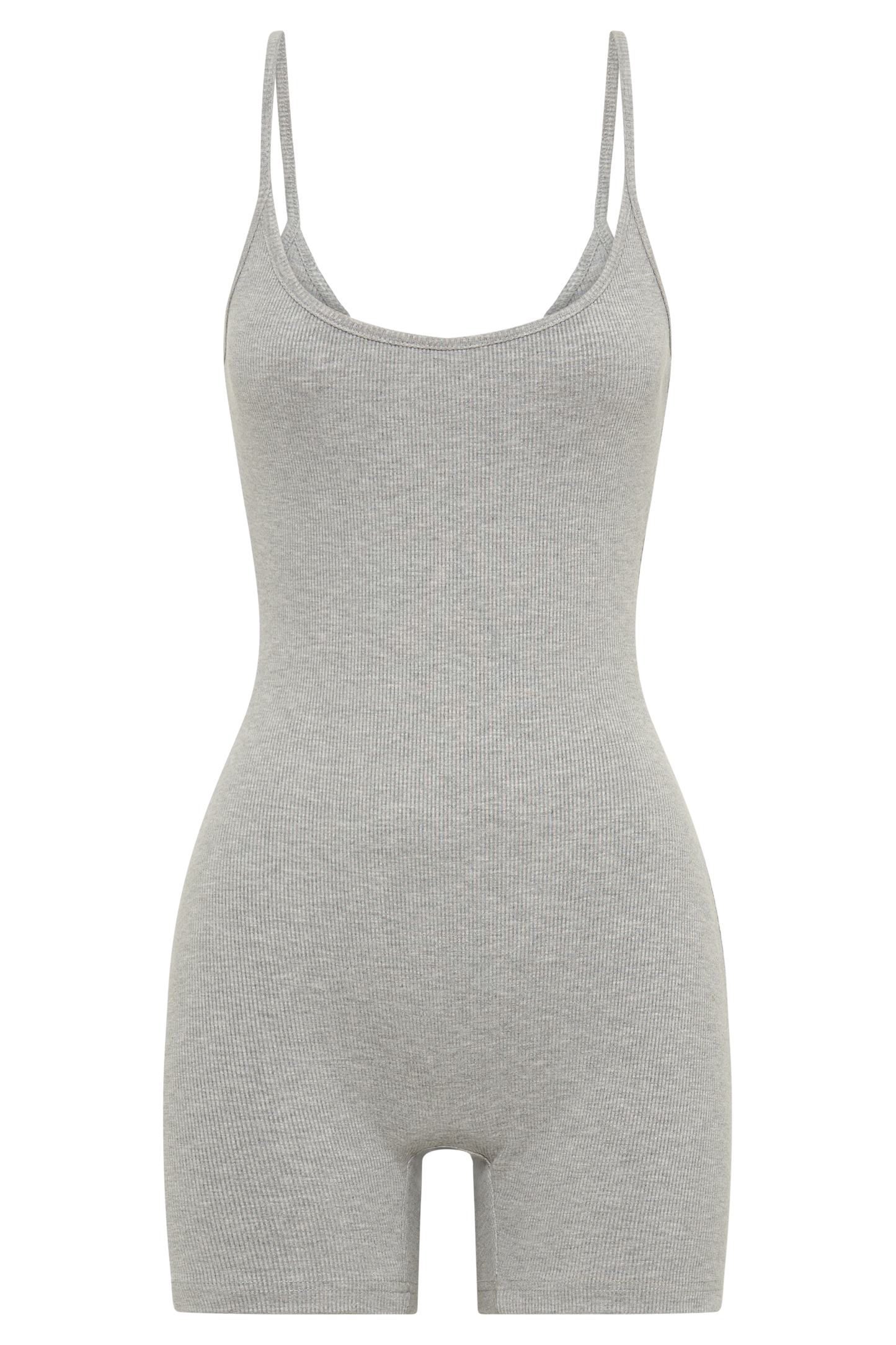 Alexis Ribbed Cami Playsuit - Grey Marle