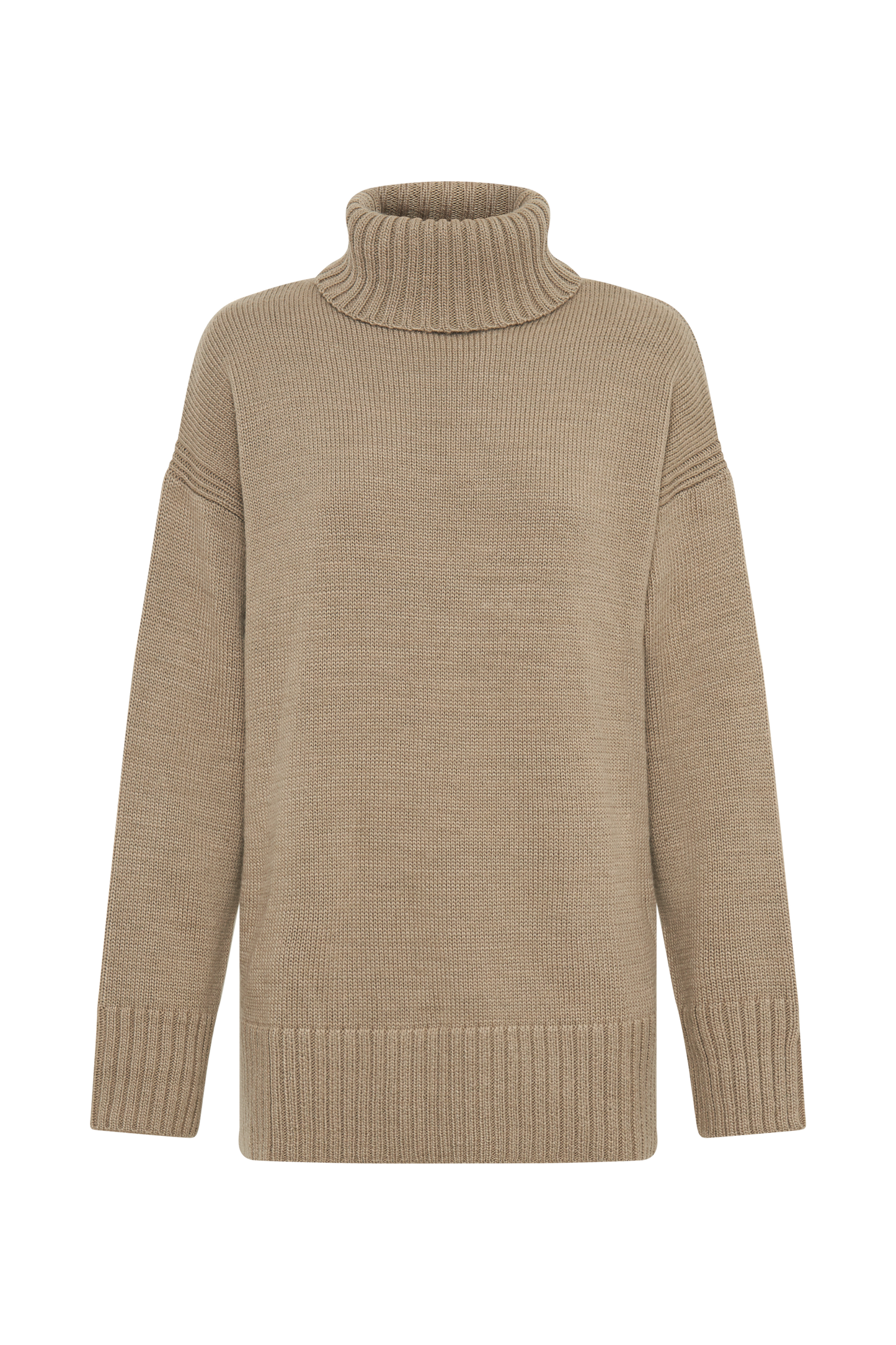 Brittany High Neck Knit Jumper - Taupe