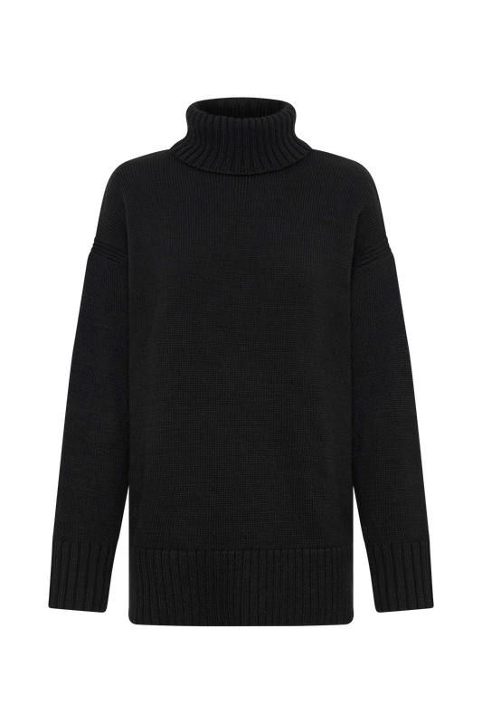 Brittany High Neck Knit Jumper - Black