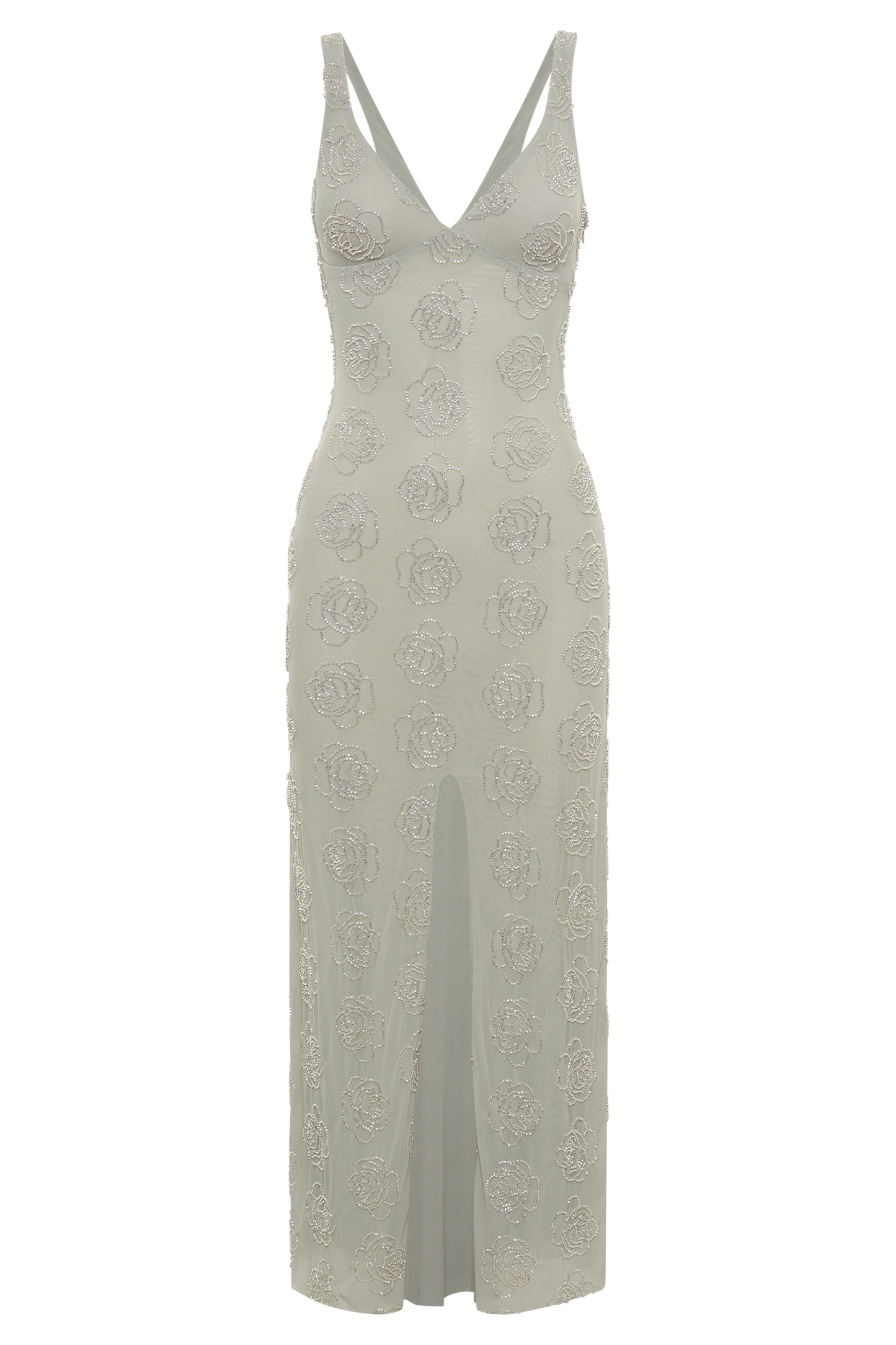 Nylah Rose Beaded Maxi Dress - Silver