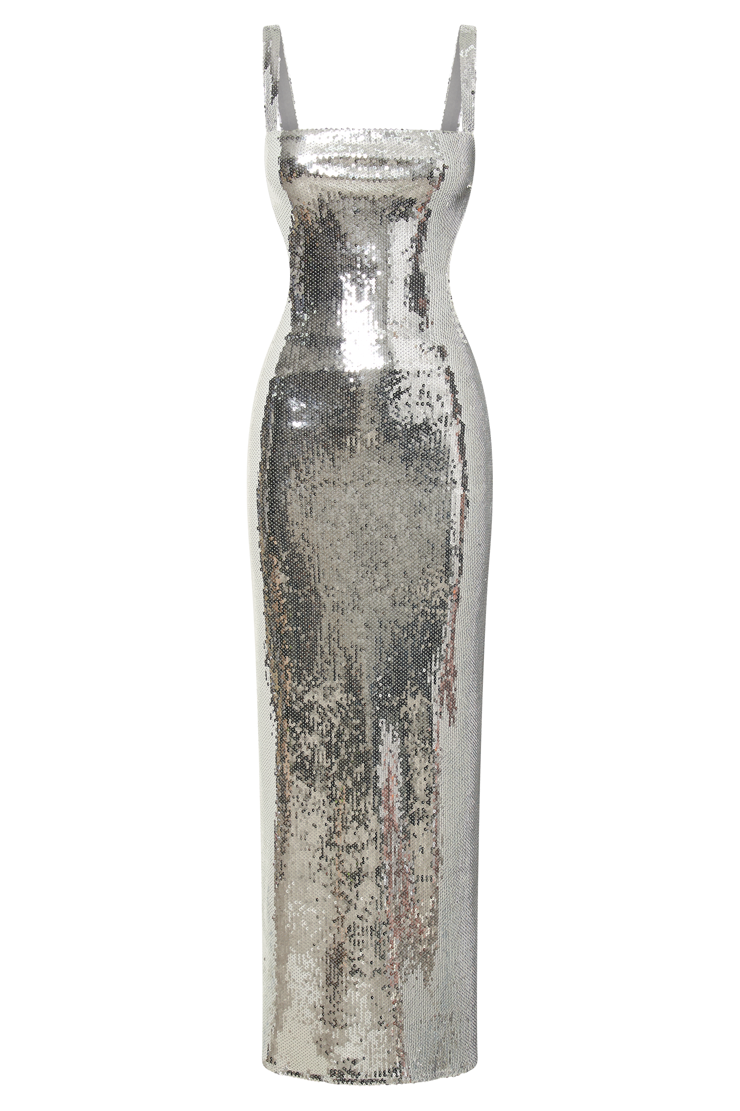 Adoria Sequin Cut Out Maxi Dress - Silver #12