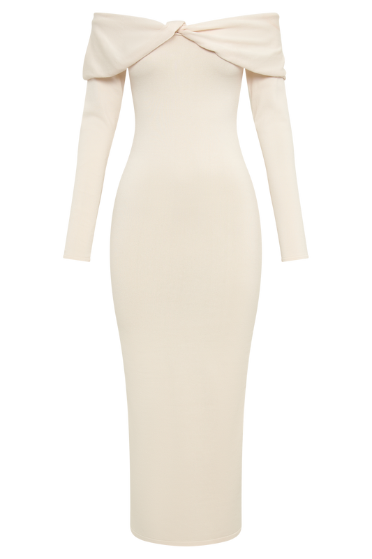 Odyssey Off Shoulder Knit Maxi Dress - Ivory