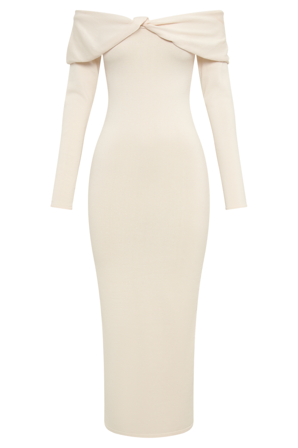 Odyssey Off Shoulder Knit Maxi Dress - Ivory