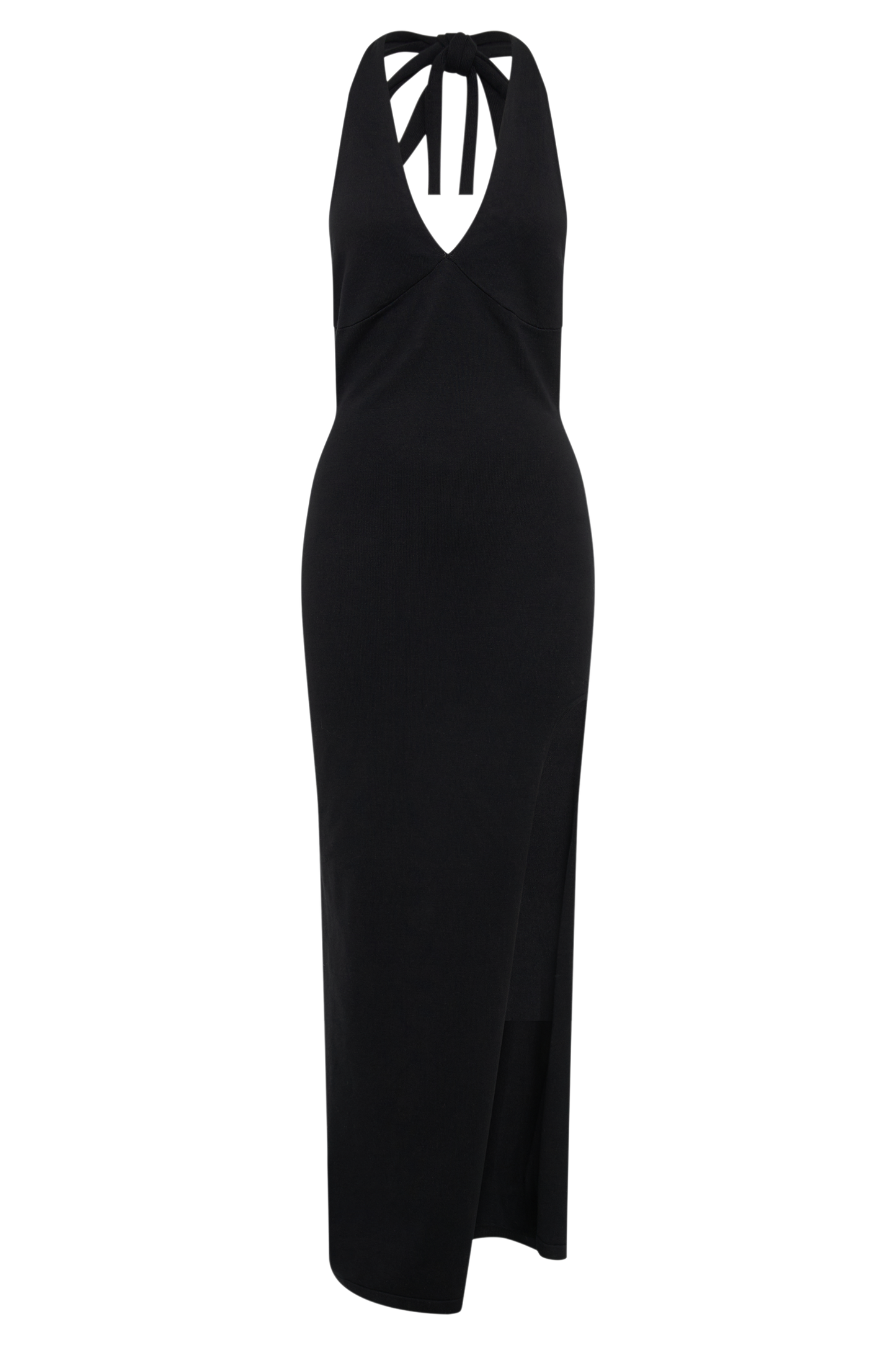 Koko Knit Maxi Dress With Split - Black