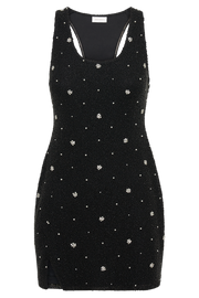 Laurel Beaded Micro Mini Dress With Racerback - Black
