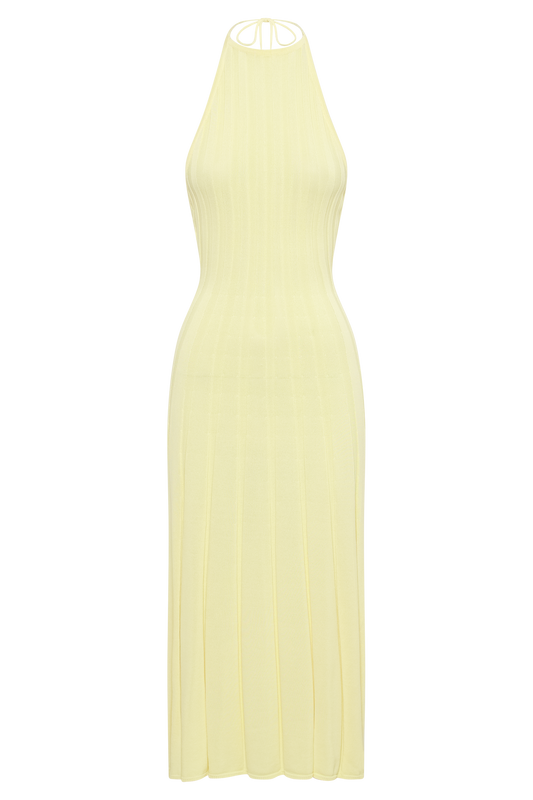 Adrienne Halter Neck Midi Dress - Lemon