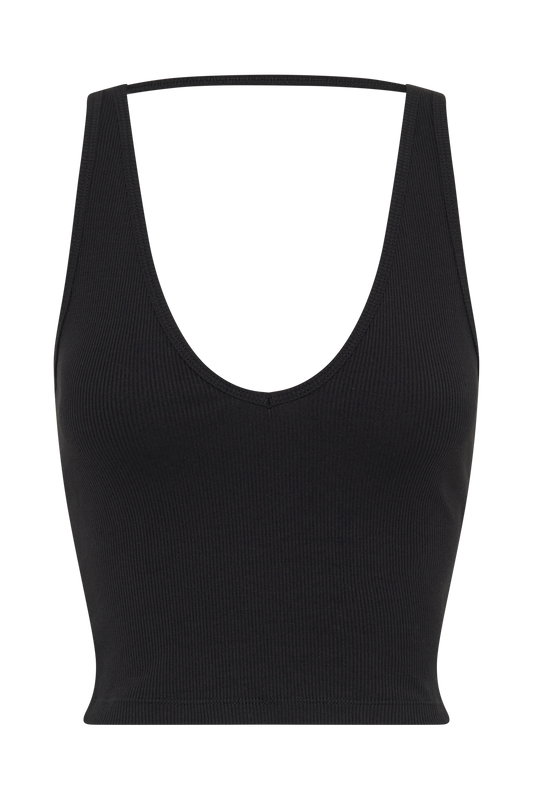 Rory Ribbed Yoga Top - Black