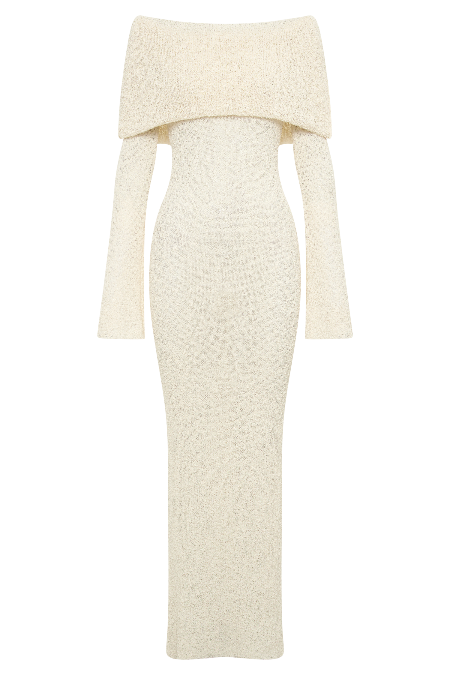 Marisol Off Shoulder Boucle Maxi Dress - Ivory #9