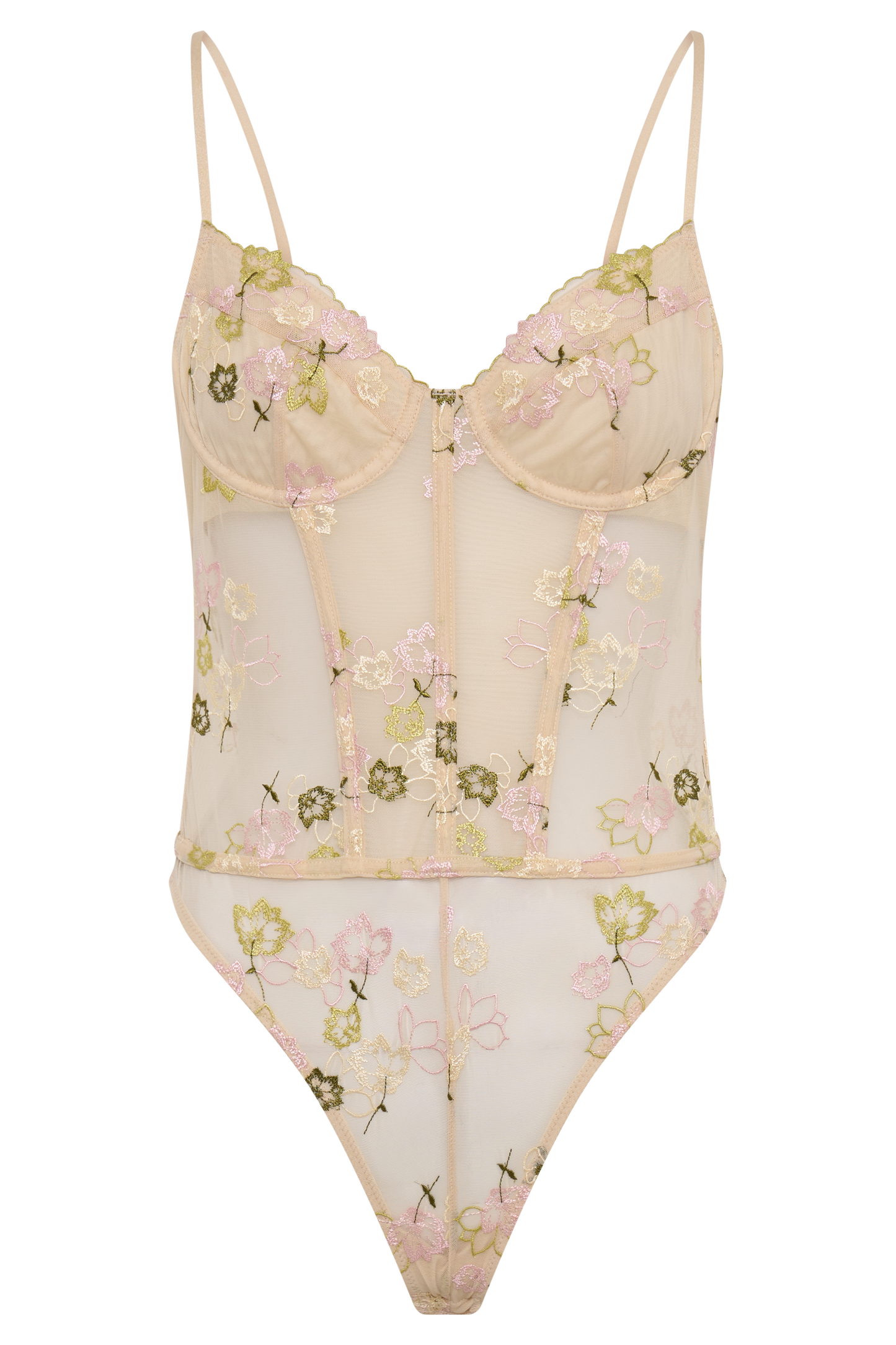 Annette Lace Bodysuit - Nude Floral