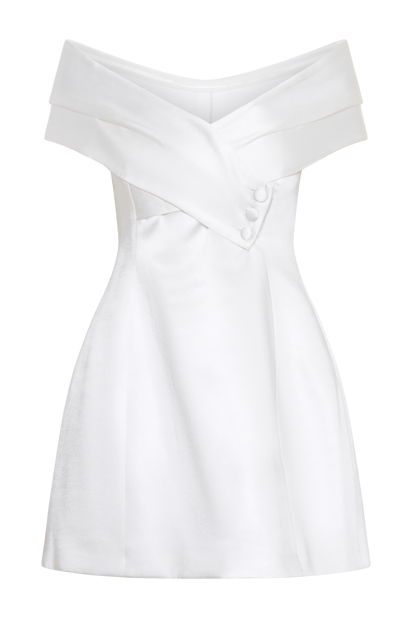 Evita Satin Off Shoulder Mini Dress - White