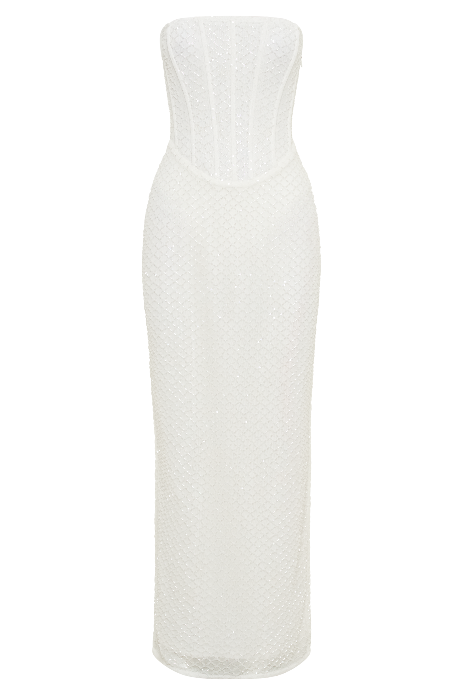 Gemma Strapless Sequin Maxi Dress - White #9