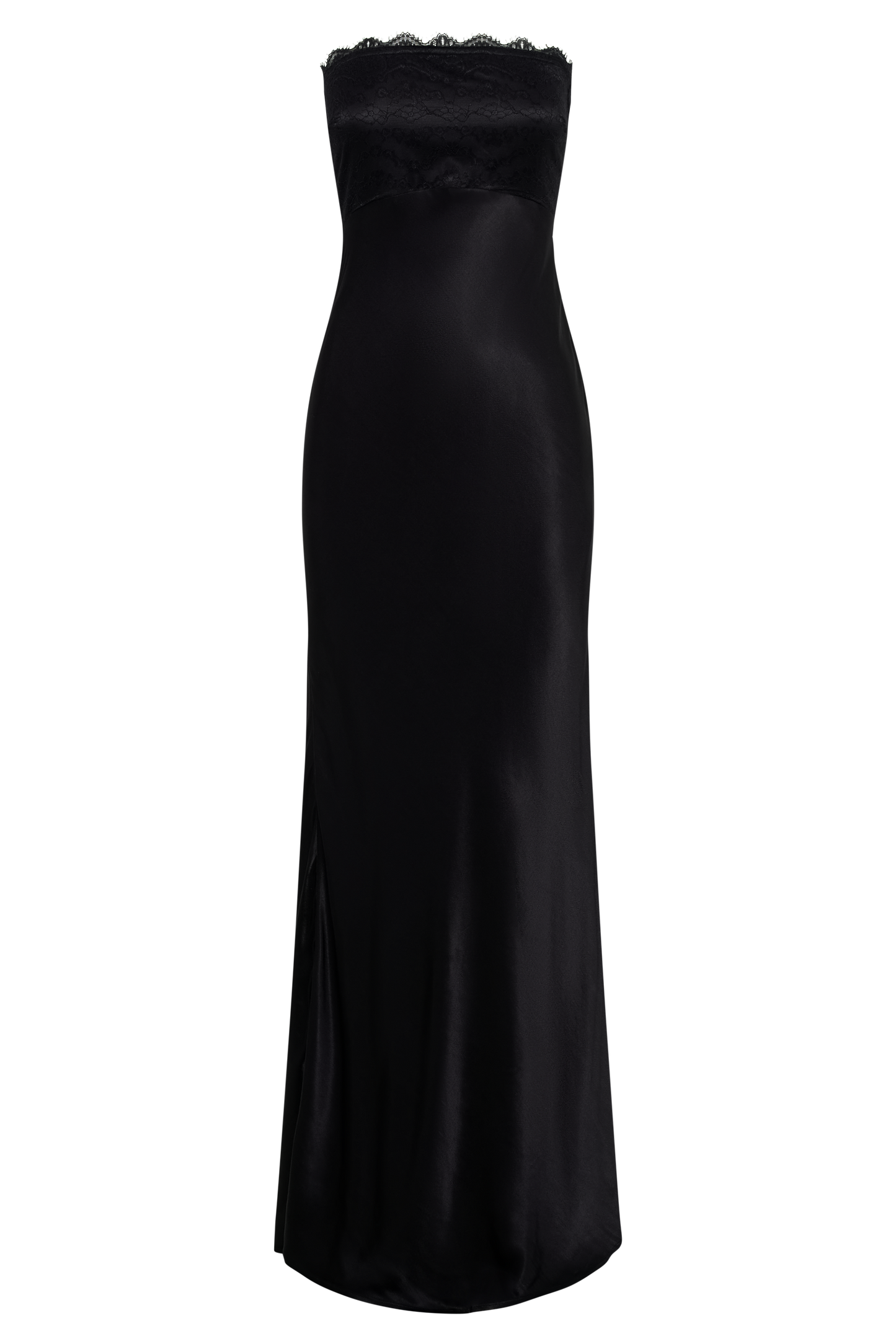 Darcie Strapless Satin Maxi Dress - Black