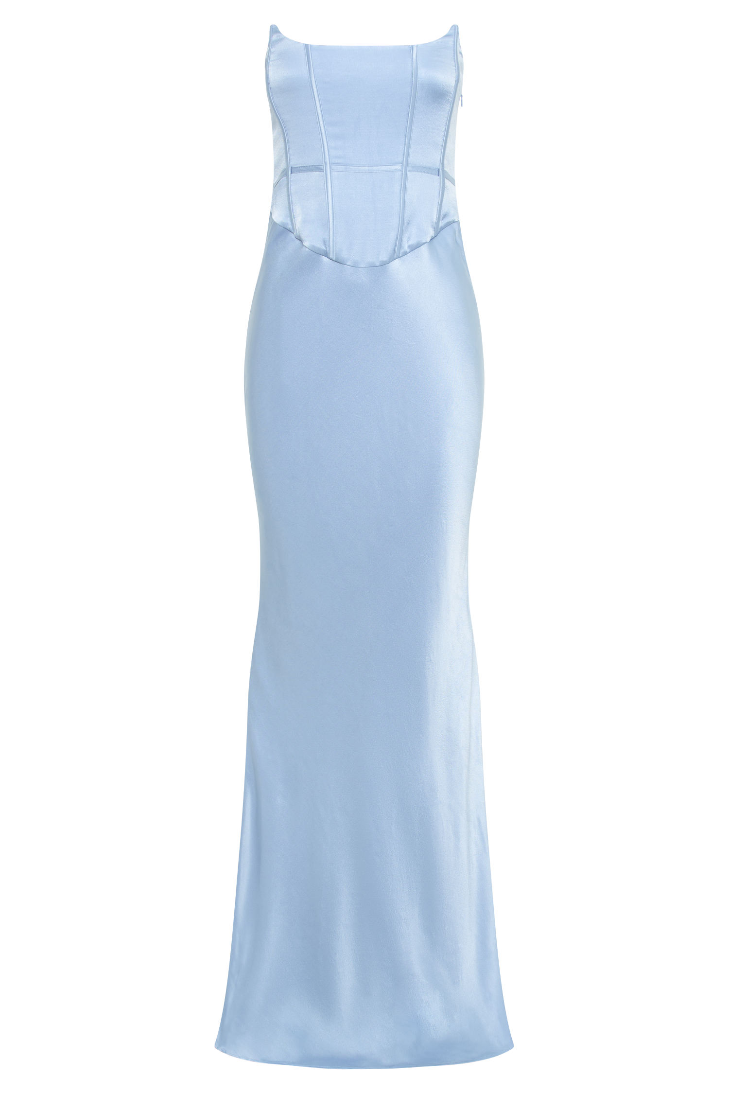 Harlow Satin Strapless Maxi Dress - Cornflower Blue #6