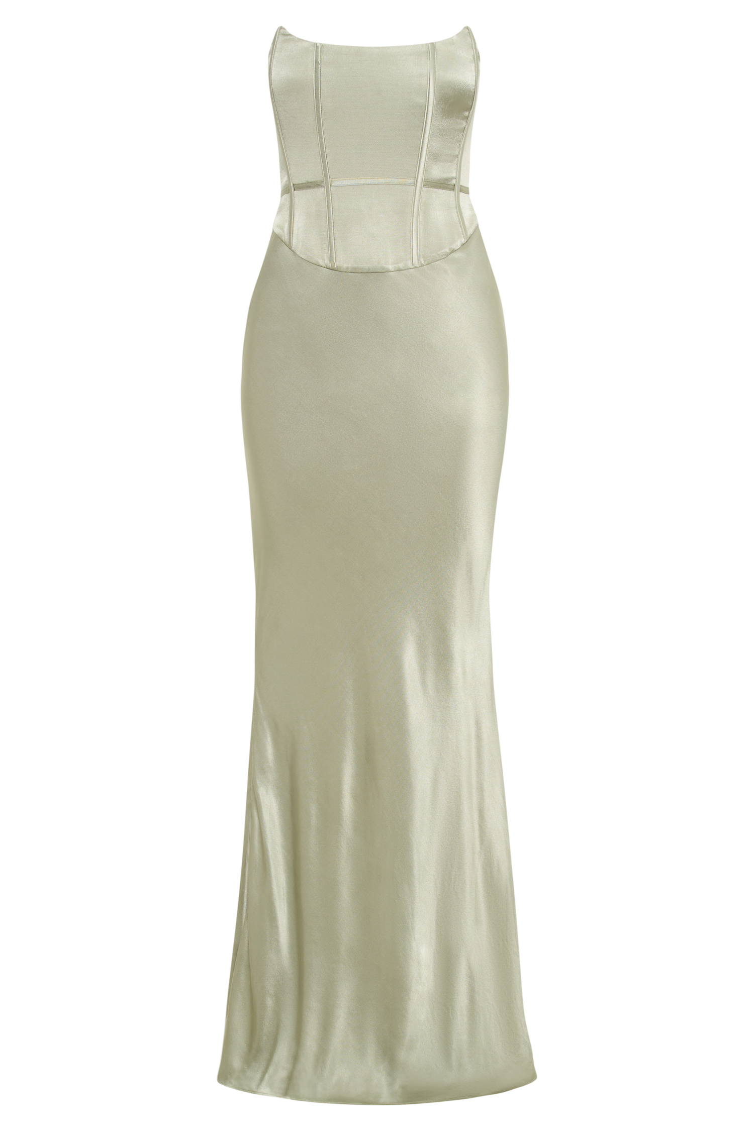 Harlow Satin Strapless Maxi Dress - Sage #5