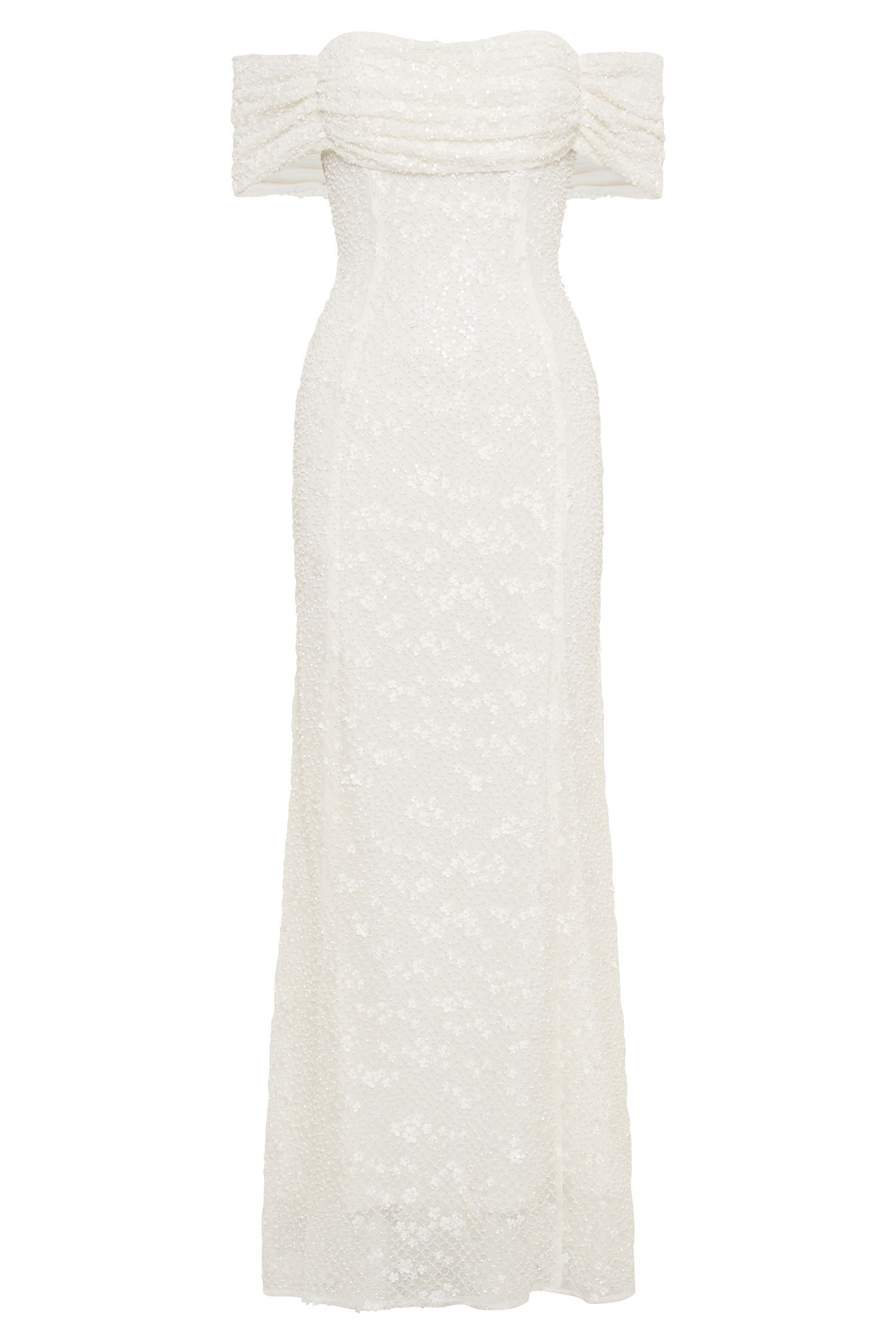 Priyanka Daisy Beaded Off Shoulder Wedding Gown - White #10