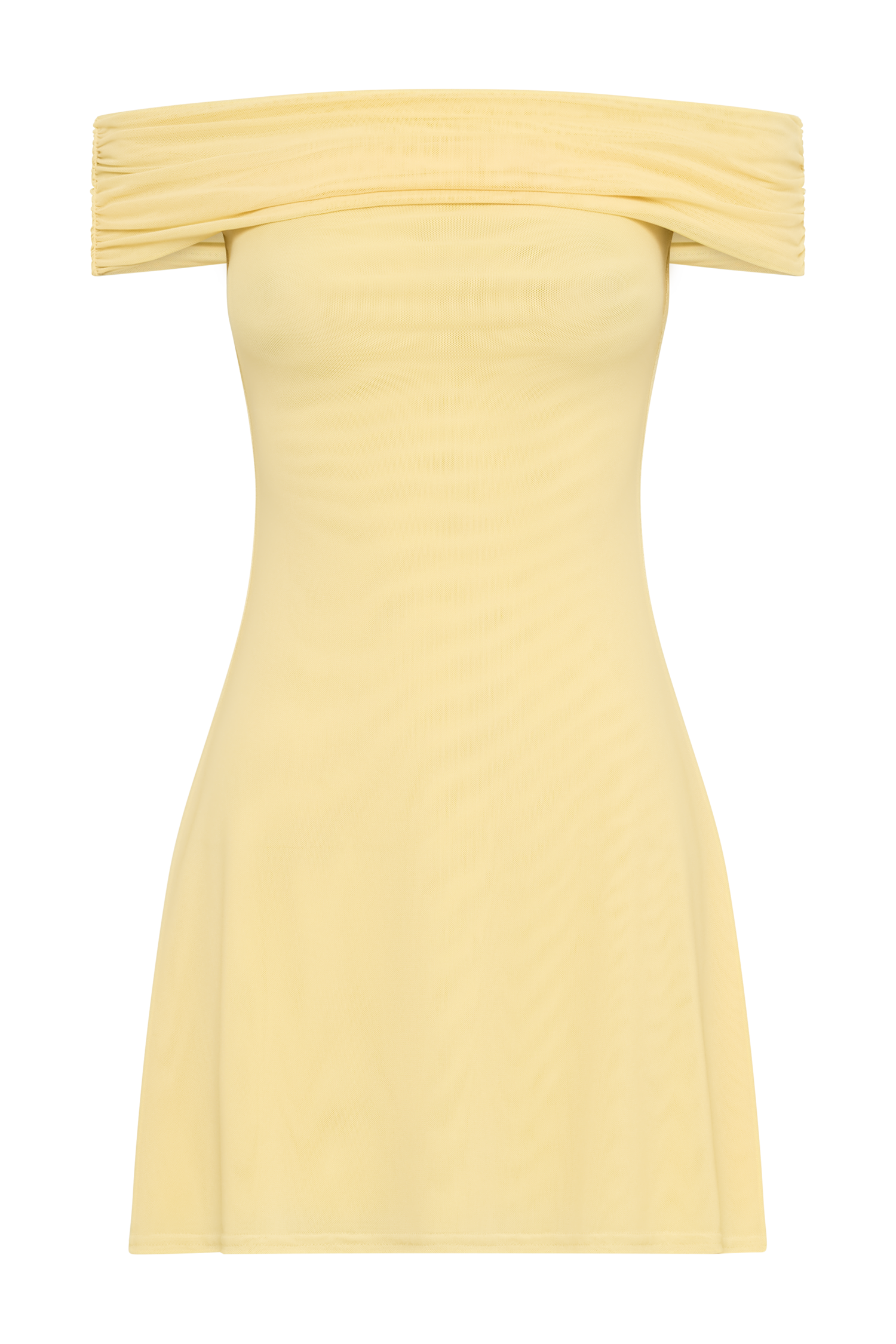 Josie Off Shoulder Mesh Mini Dress - Lemon #9