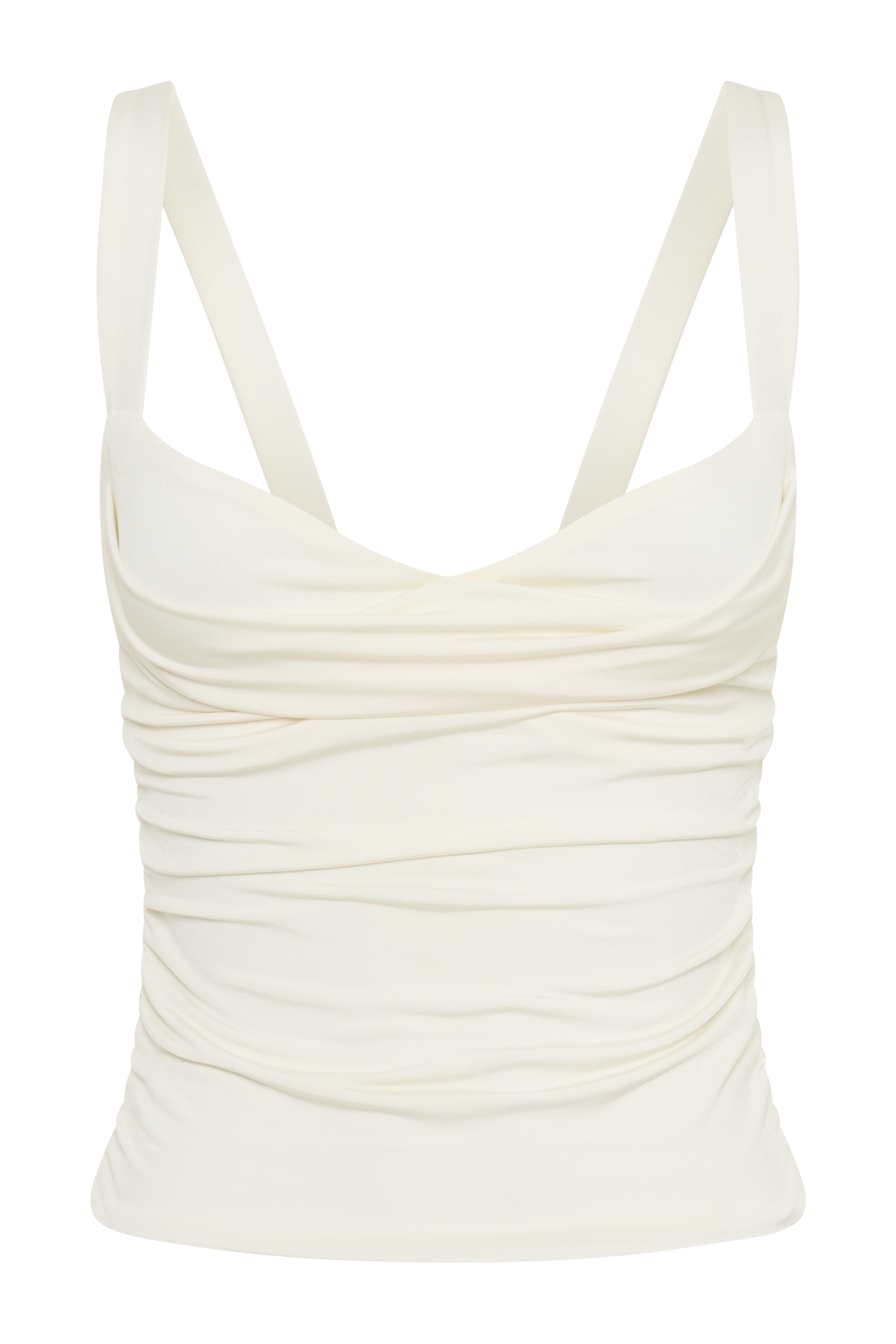 Hailey Slinky Long Line Sweetheart Top - Ivory #9