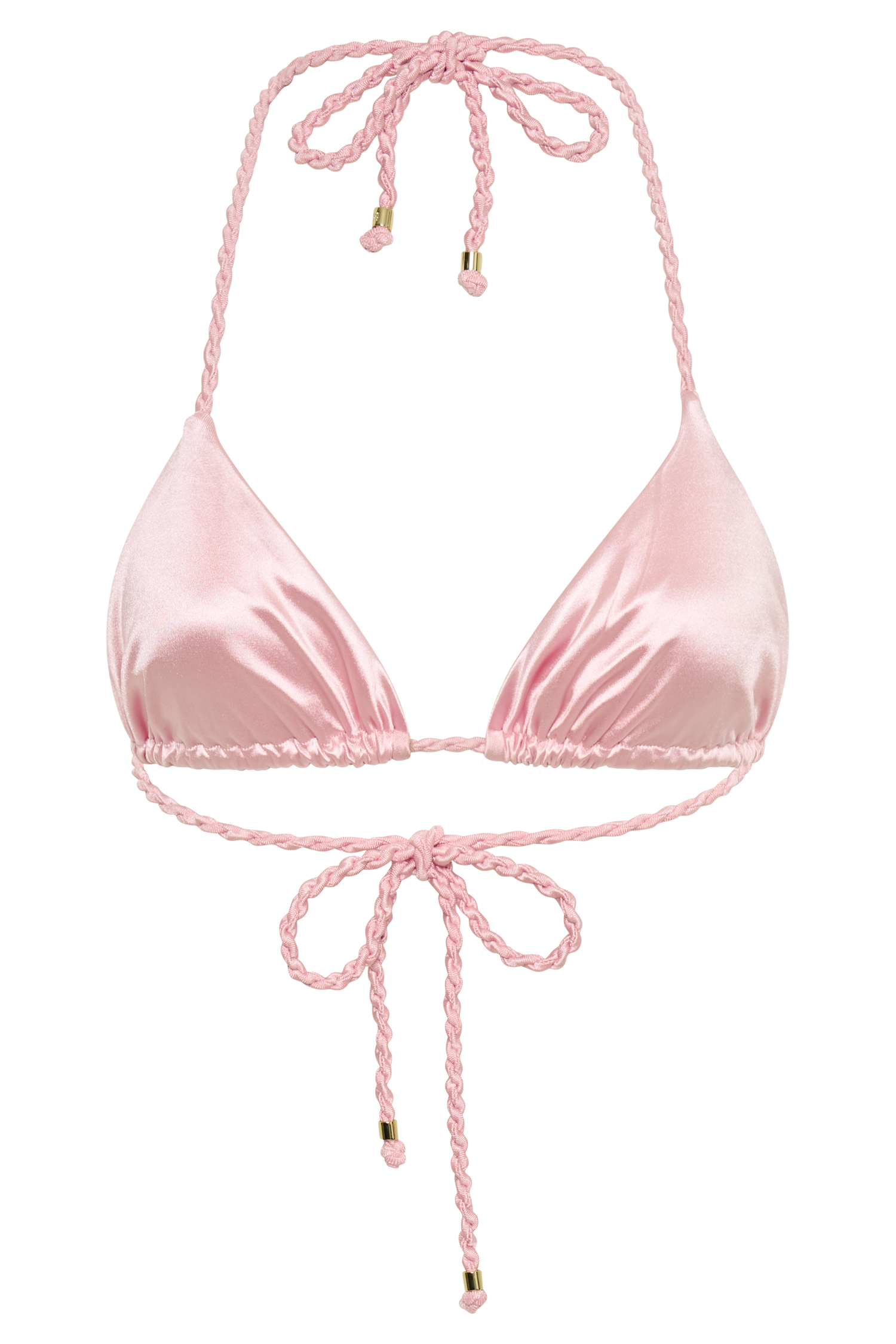 Sachi Triangle Bikini Top With Braided Ties - Pale Pink #10